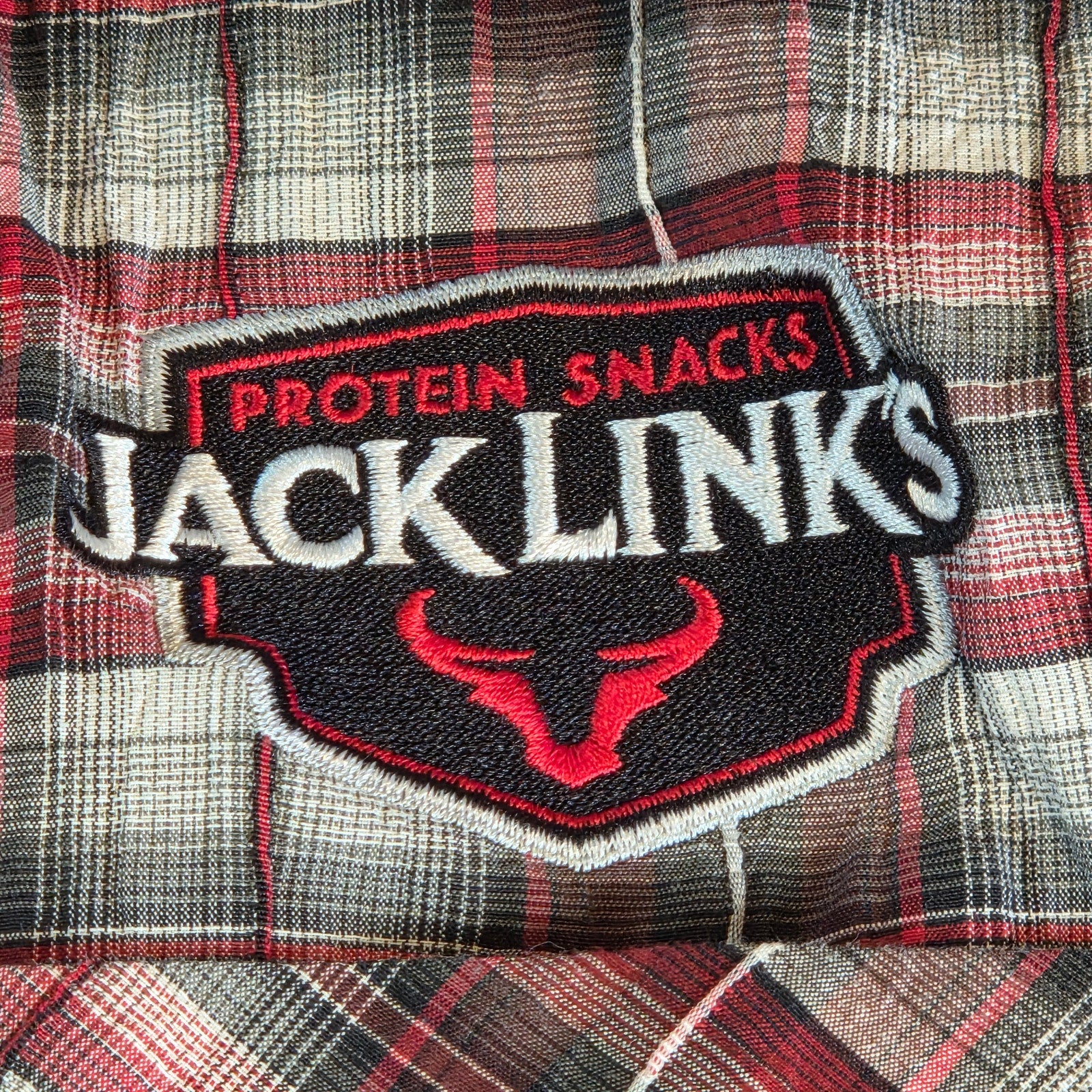 Kuhl Plaid Button Down Shirt XL Short Sleeve Jack Link’s Promo Embroidery