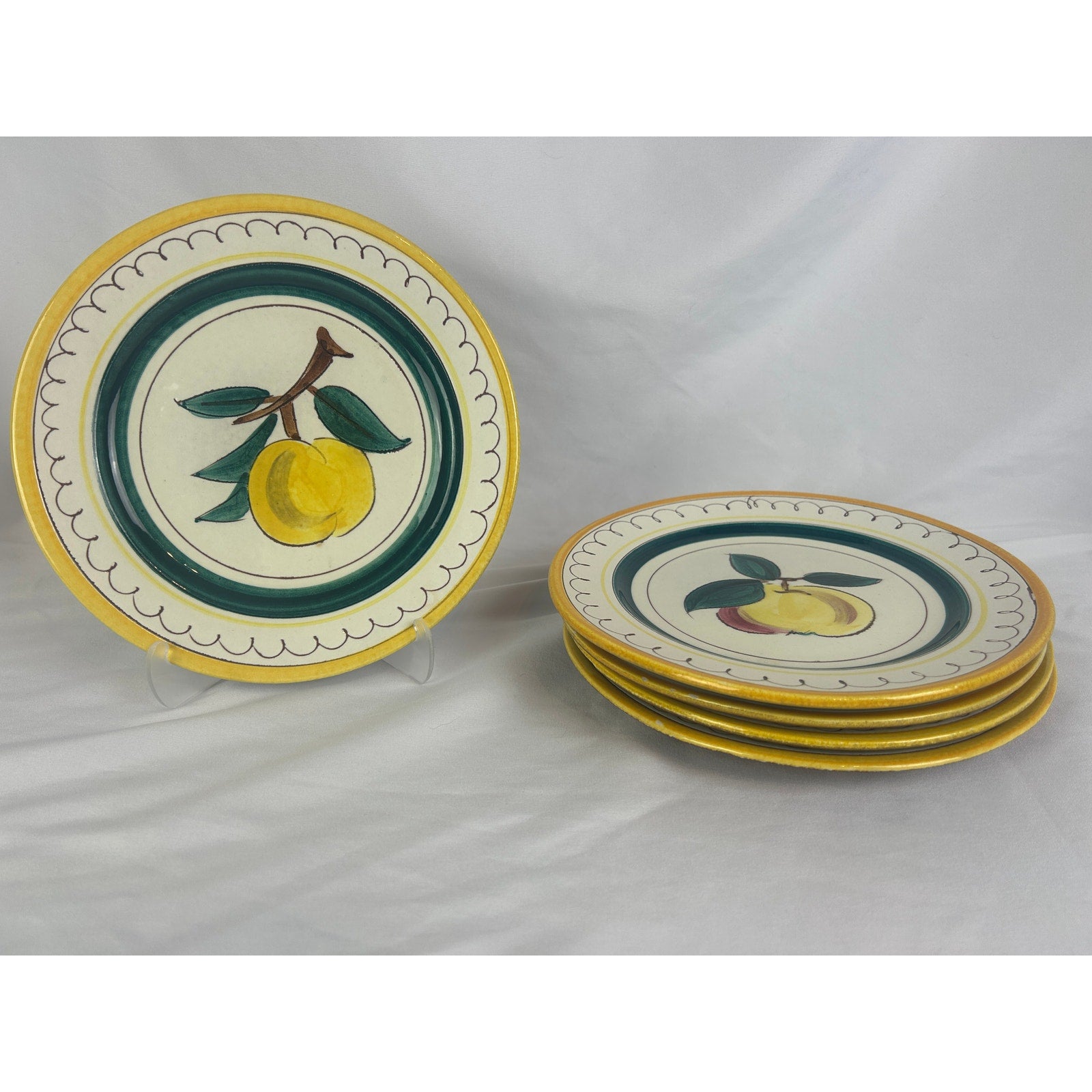 Stangl Pottery Fruit Pattern 8" Salad Plates Set of 5 Hand Painted