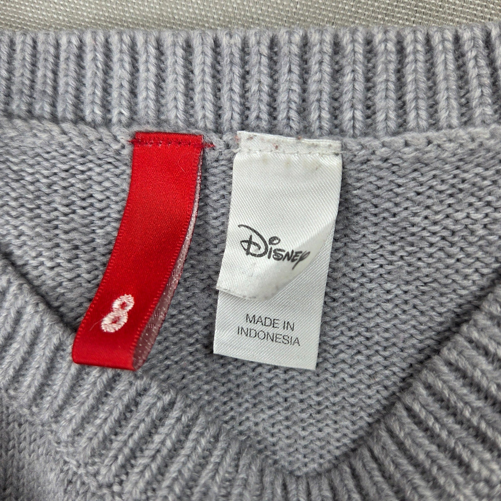 Disney Divided H&M Mickey Minnie Mouse Knit Sweater Girls Size 8 Gray Floral