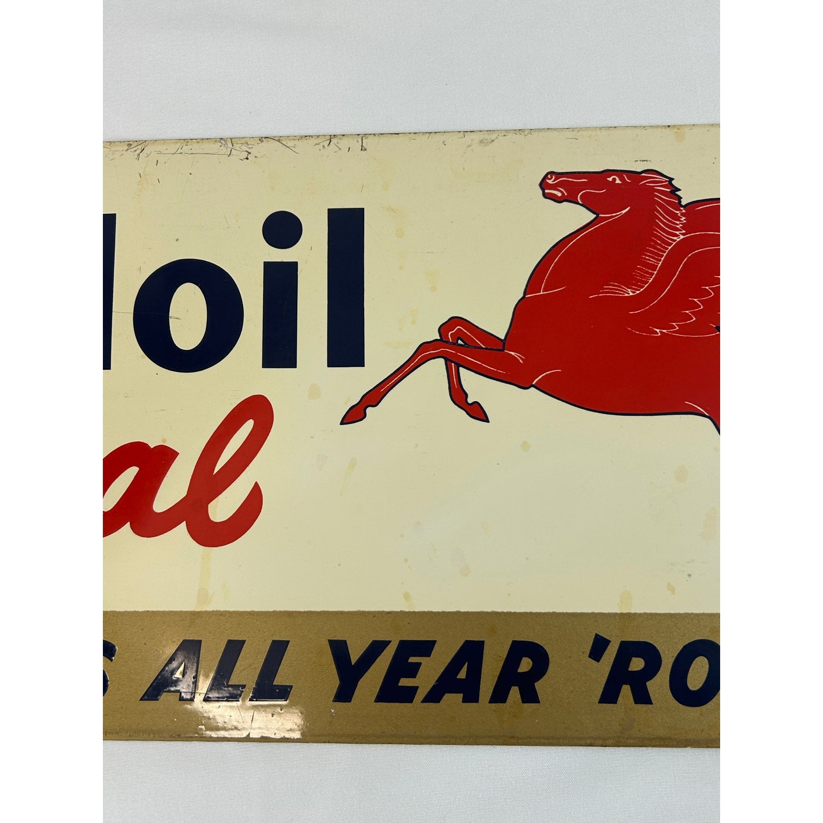 1954 Mobil Oil Special Pegasus Metal Sign TAC Authenticated A-M 5-54 18x10