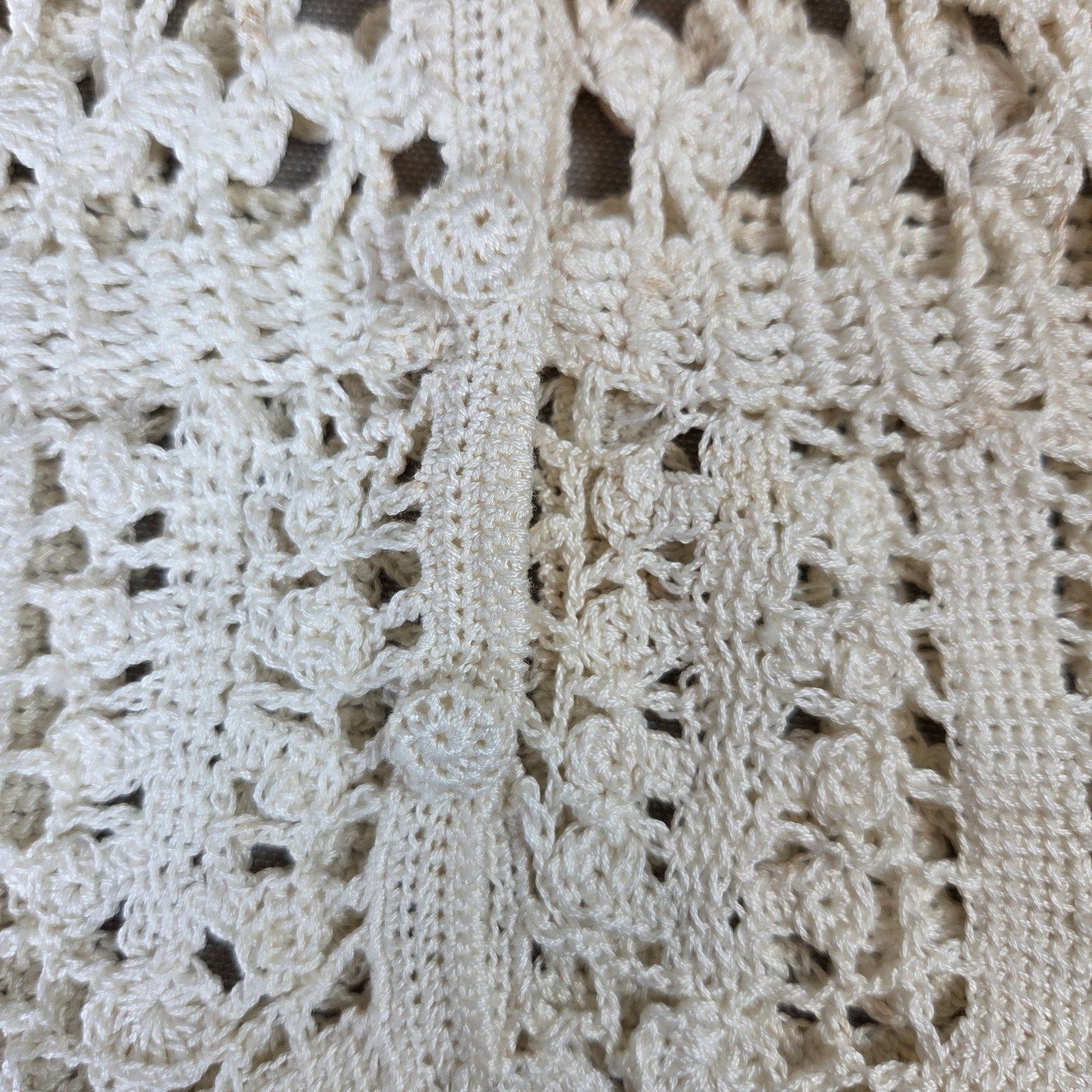 Unbranded Crochet Lace Cardigan Open Knit Floral Button Front Sweater