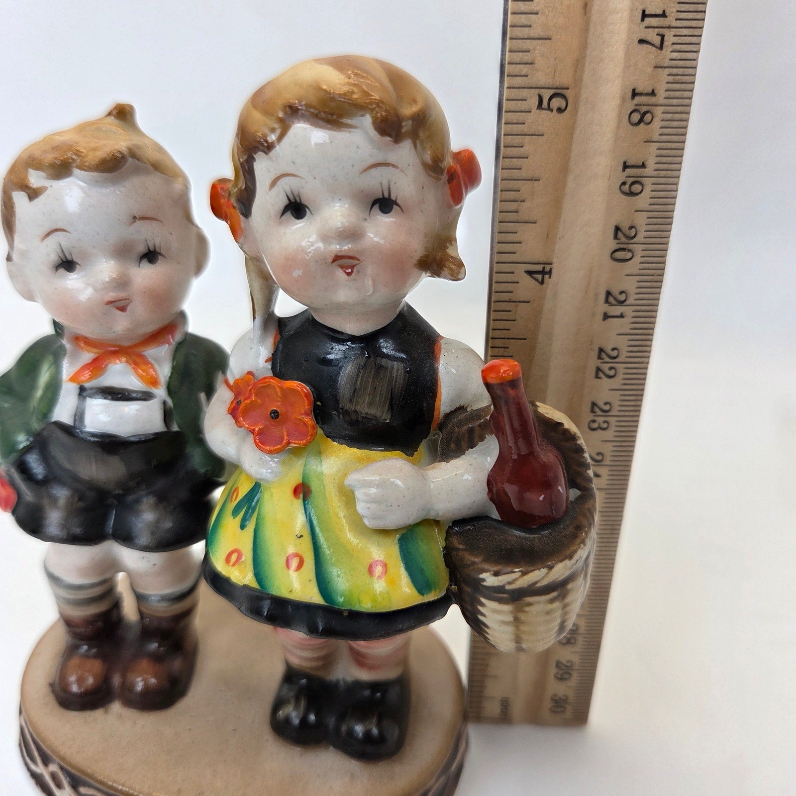 Occupied Japan Boy Girl Couple Figurine Hand Painted Porcelain 4.5in Vintage