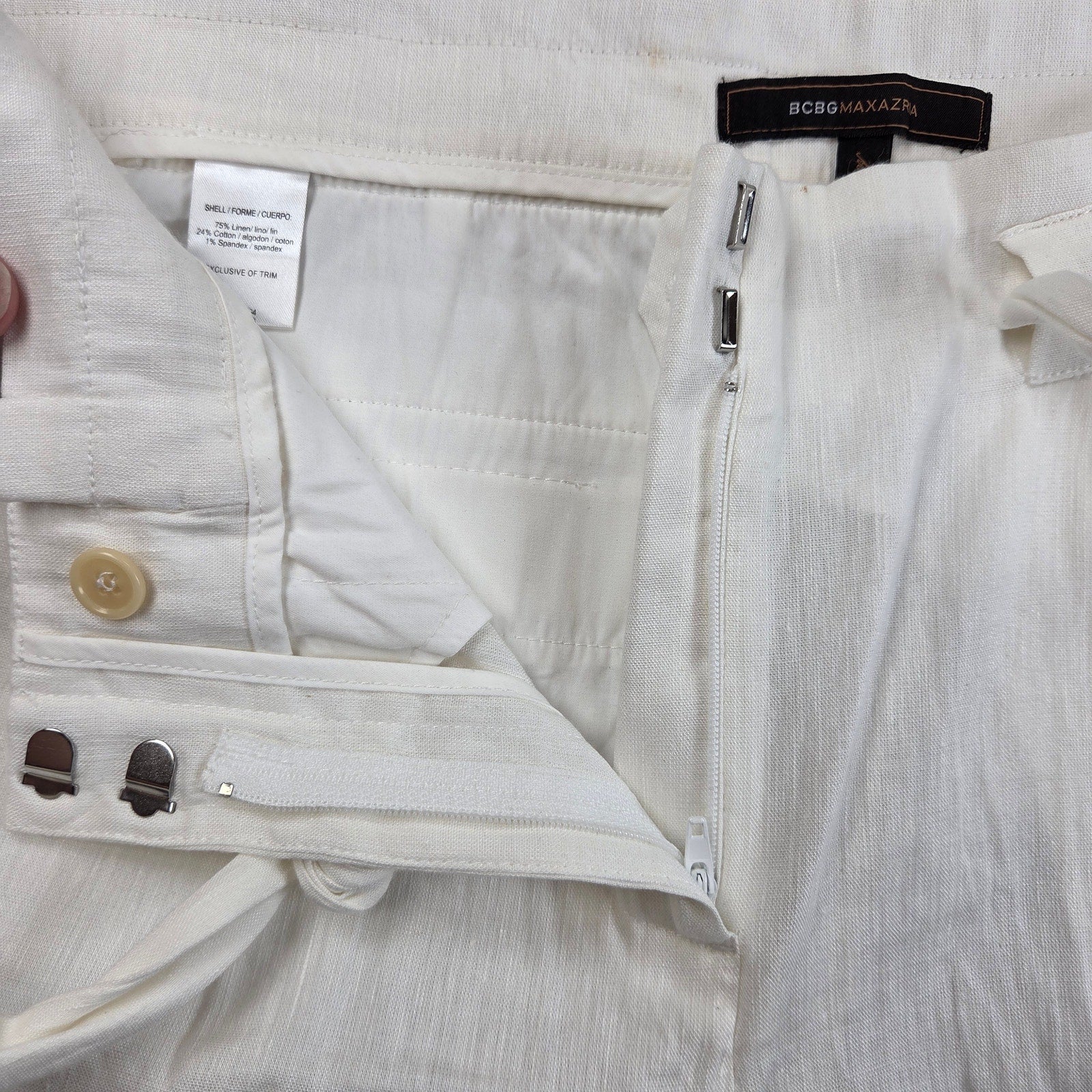 BCBGMAXAZRIA Tahlia Linen Blend Wide Leg Paperbag Pants Size 8