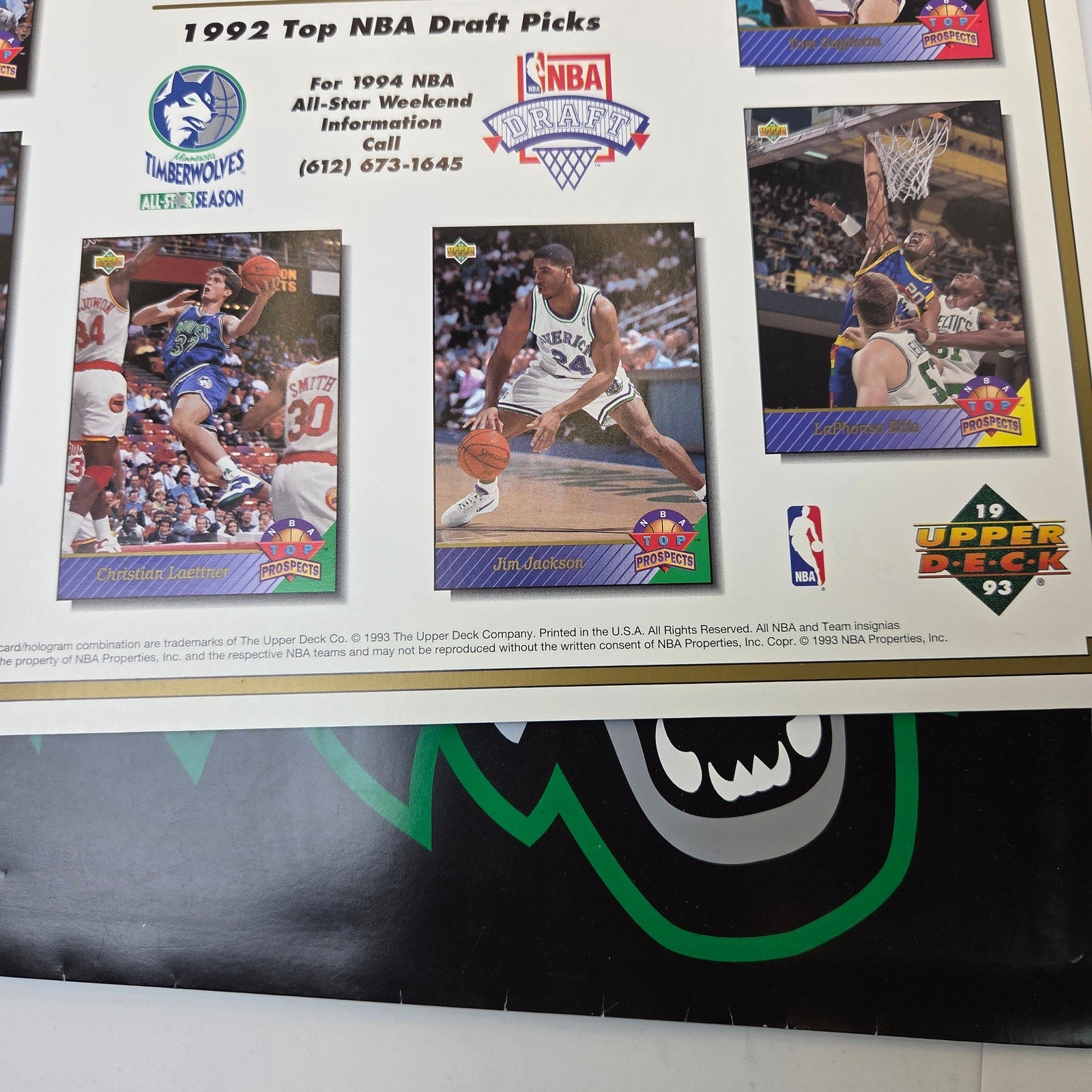 Minnesota Timberwolves Folder Lot (3) w/ 1993 Upper Deck Draft Inserts