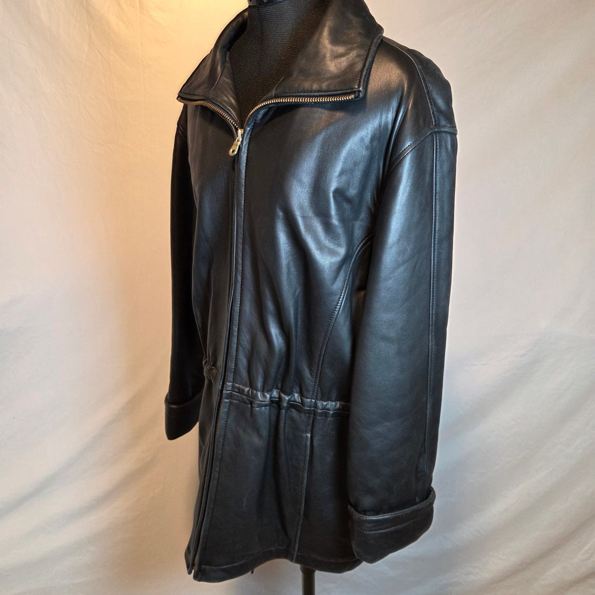 Marc New York Andrew Marc Women's L Black Leather Thermolite Car Coat Jacket