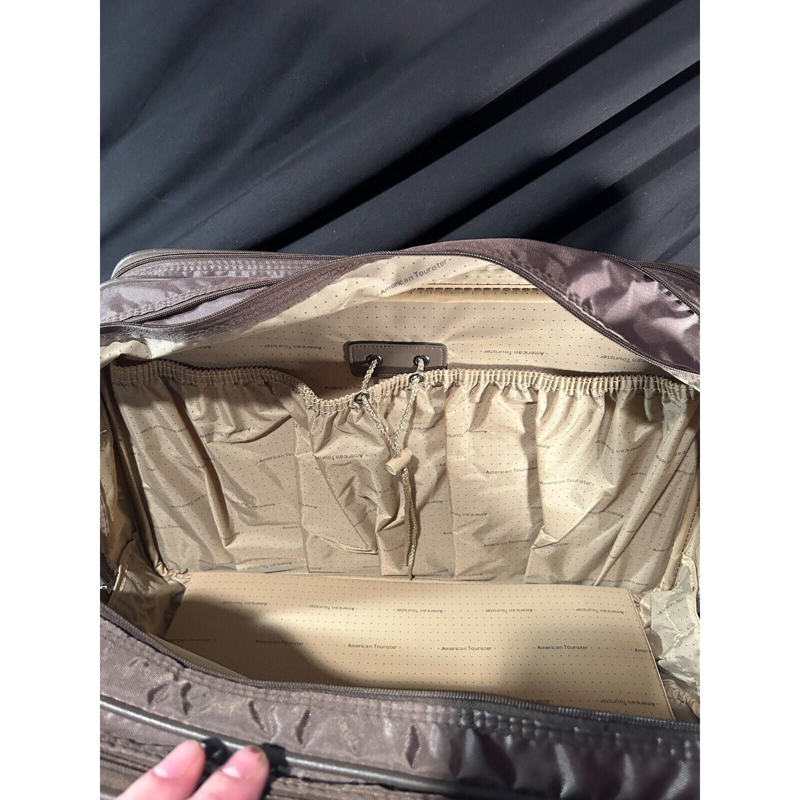 American Tourister Carry-On Bag Brown Nylon 20"x14" Two-Compartment Travel Case