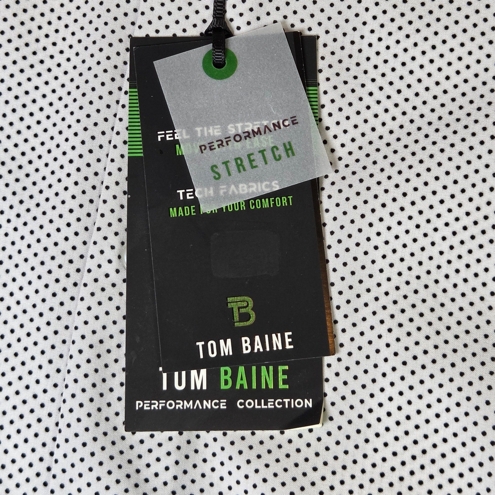Tom Baine Performance Collection Shirt XL Slim Fit Polka Dot Button Front NWT