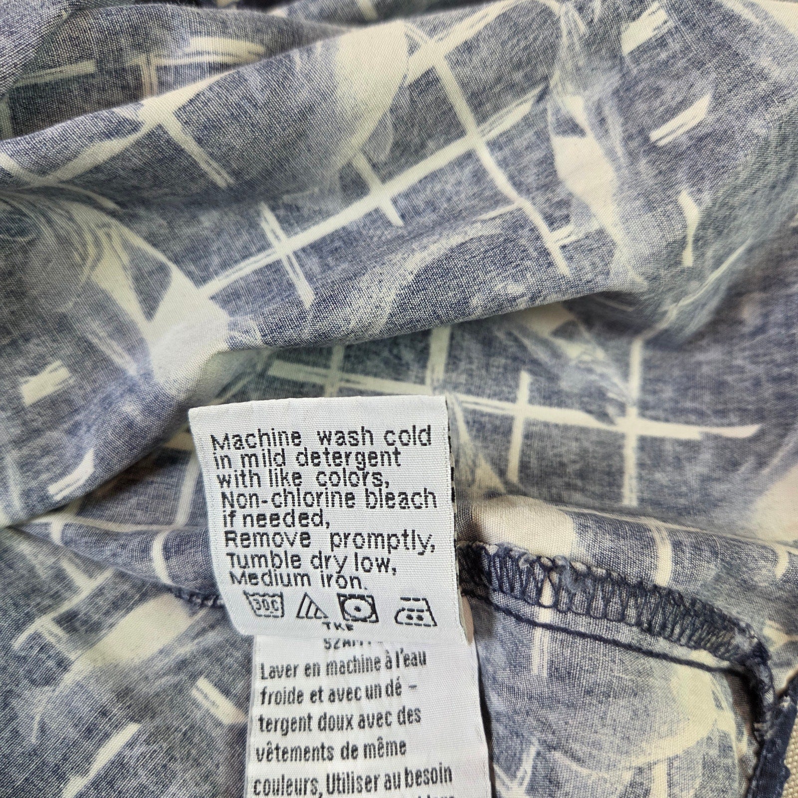 Columbia Fish Print Short Sleeve Button Down Shirt Size L Cotton