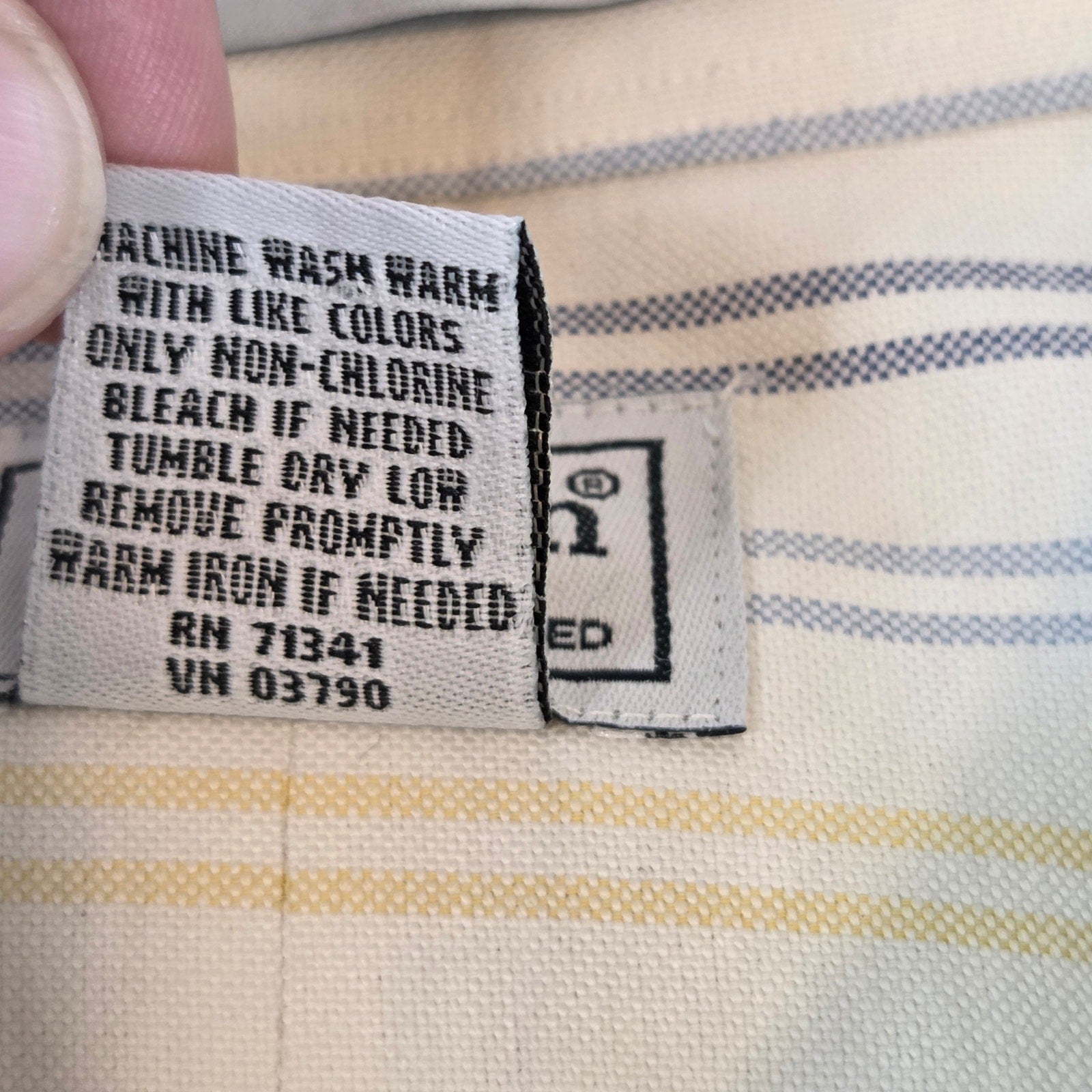 LL Bean Wrinkle Resistant Striped Short Sleeve Shirt 16.5 Reg Cotton