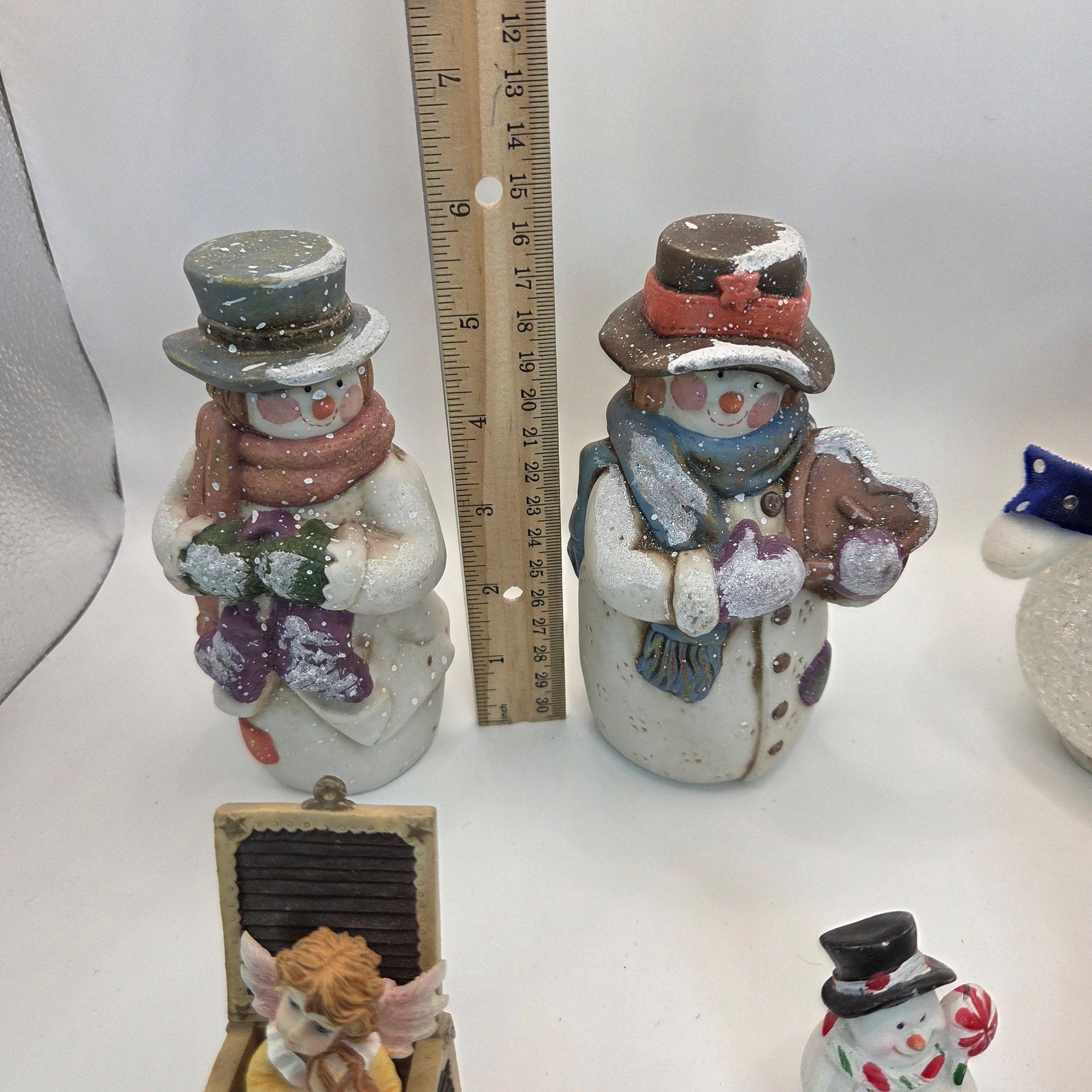 Lot of 6 Snowman & Angel Christmas Figurines Holiday Decor