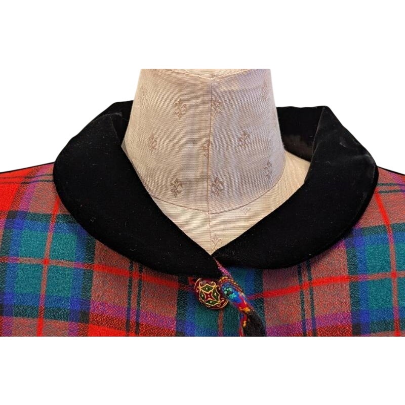 Vintage Yves Saint Laurent Rive Gauche 1994 Tartan Wool Jacket Velvet Trim FR38