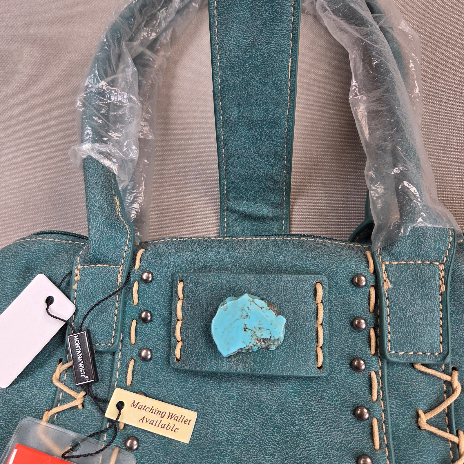 Montana West Twin Creek BF876 Western Turquoise Stone Tote Handbag NWT 2023