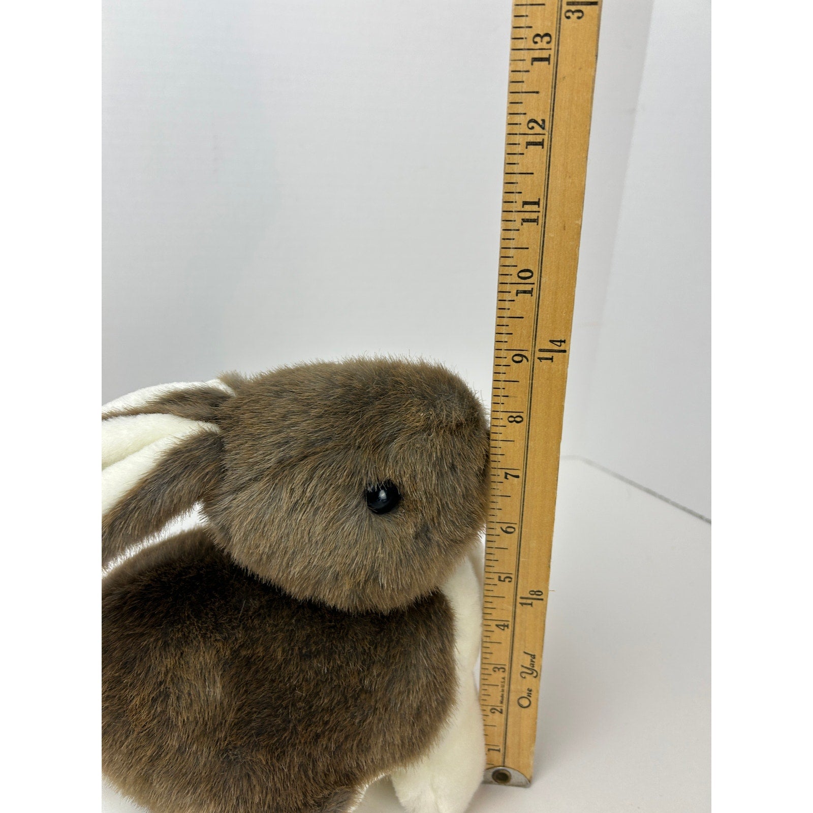 Vintage Easter Bunny Plush Brown and White Rabbit With Happy Easter Tag