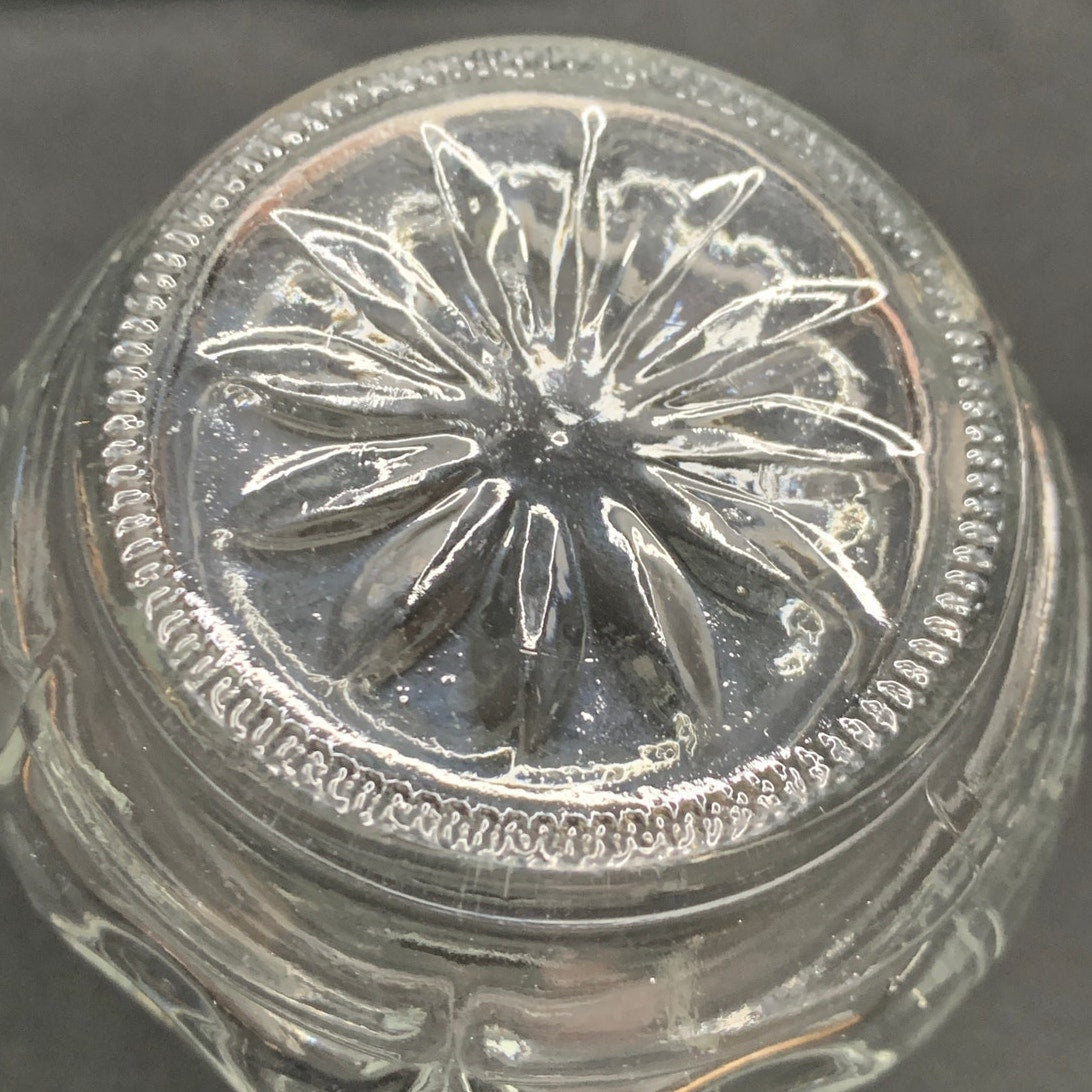 Clear Pressed Glass Bud Vase Flared Rim Paneled Bulbous Base Starburst Bottom