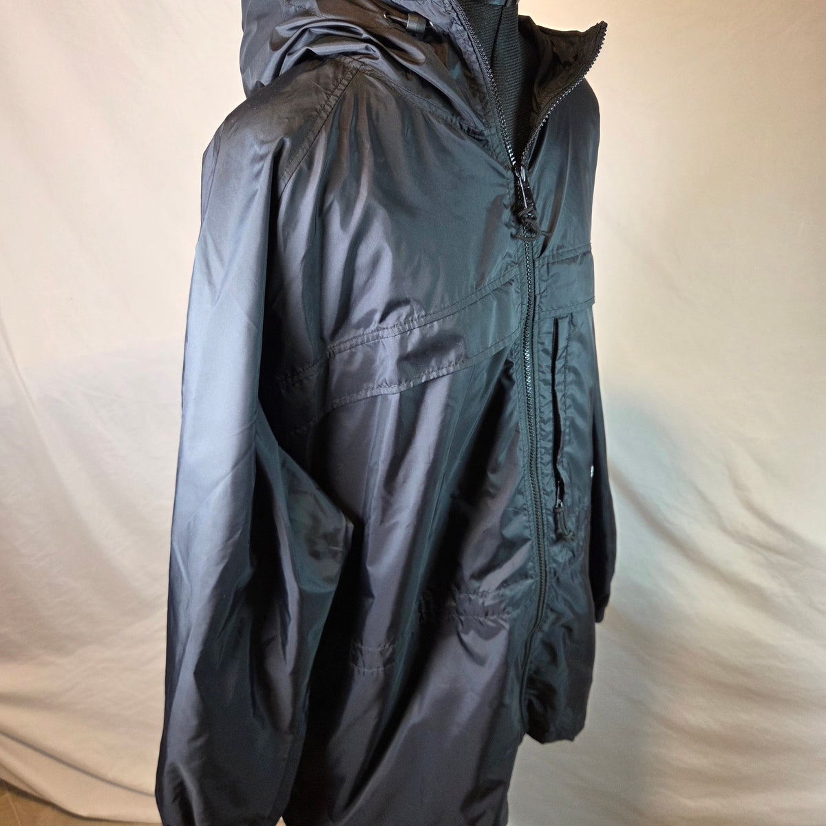 Vintage 1998 Columbia Packable Hooded Rain Jacket Women's XL Black Full Zip