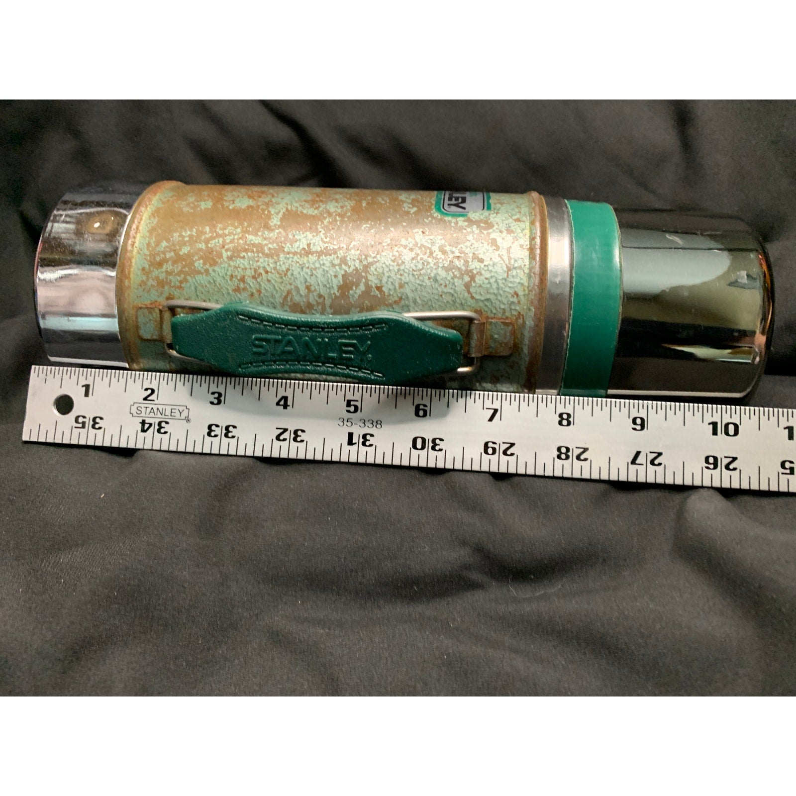 1987 Aladdin Stanley A-1350B 24oz Wide Mouth Thermos USA Green Vintage