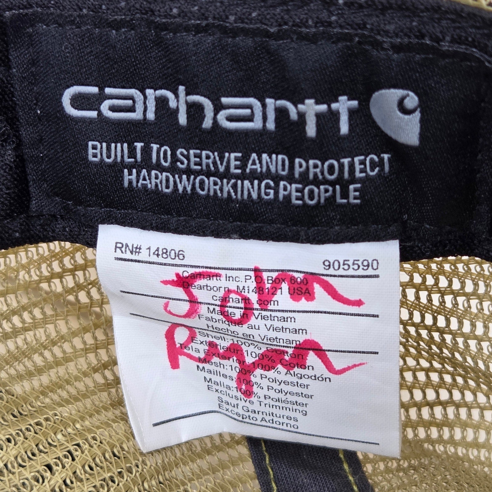 Carhartt Canvas Mesh Back Trucker Hat Olive Orange Snapback OSFA 2022