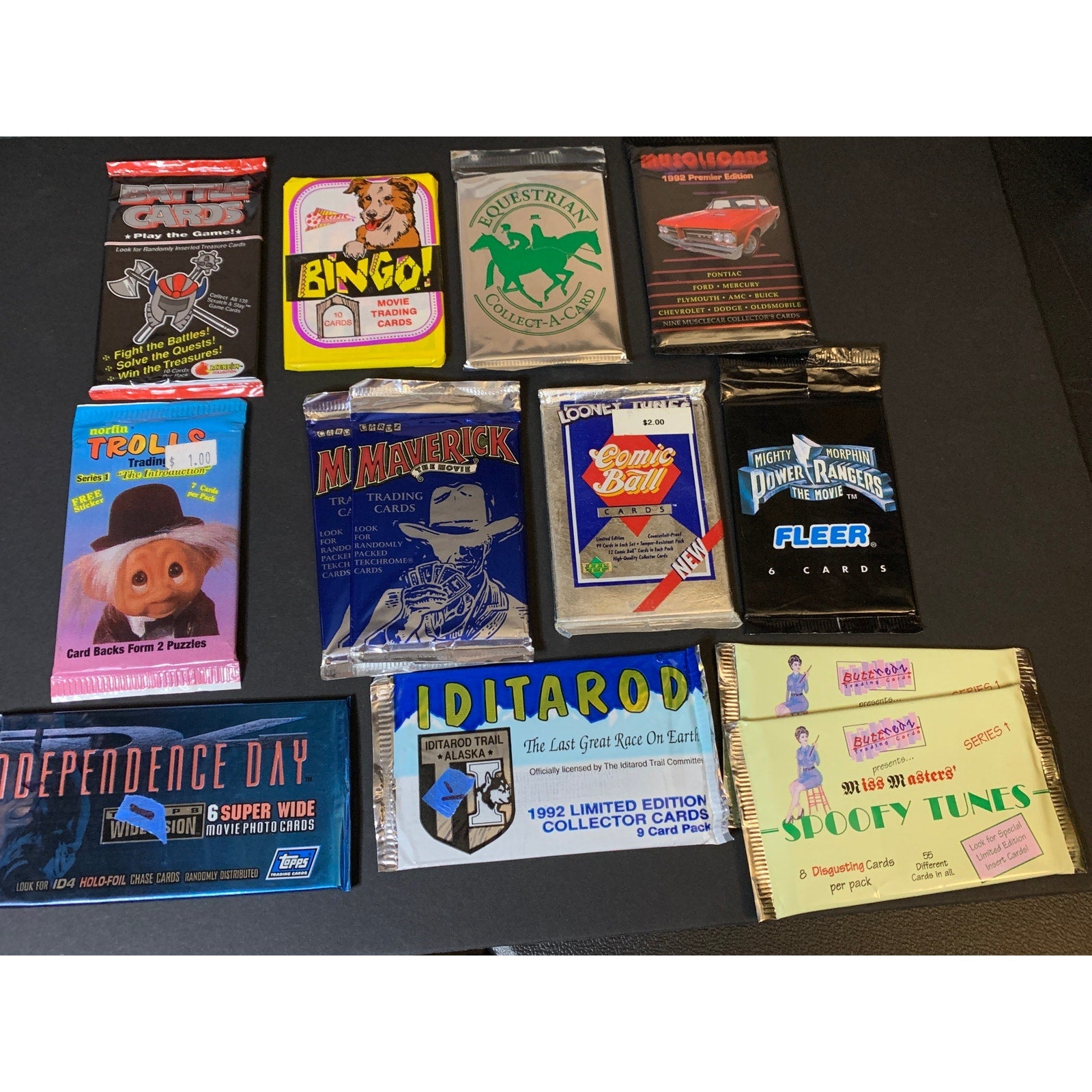 90s Sealed Trading Card Pack Lot Mixed Cards Power Rangers Cards