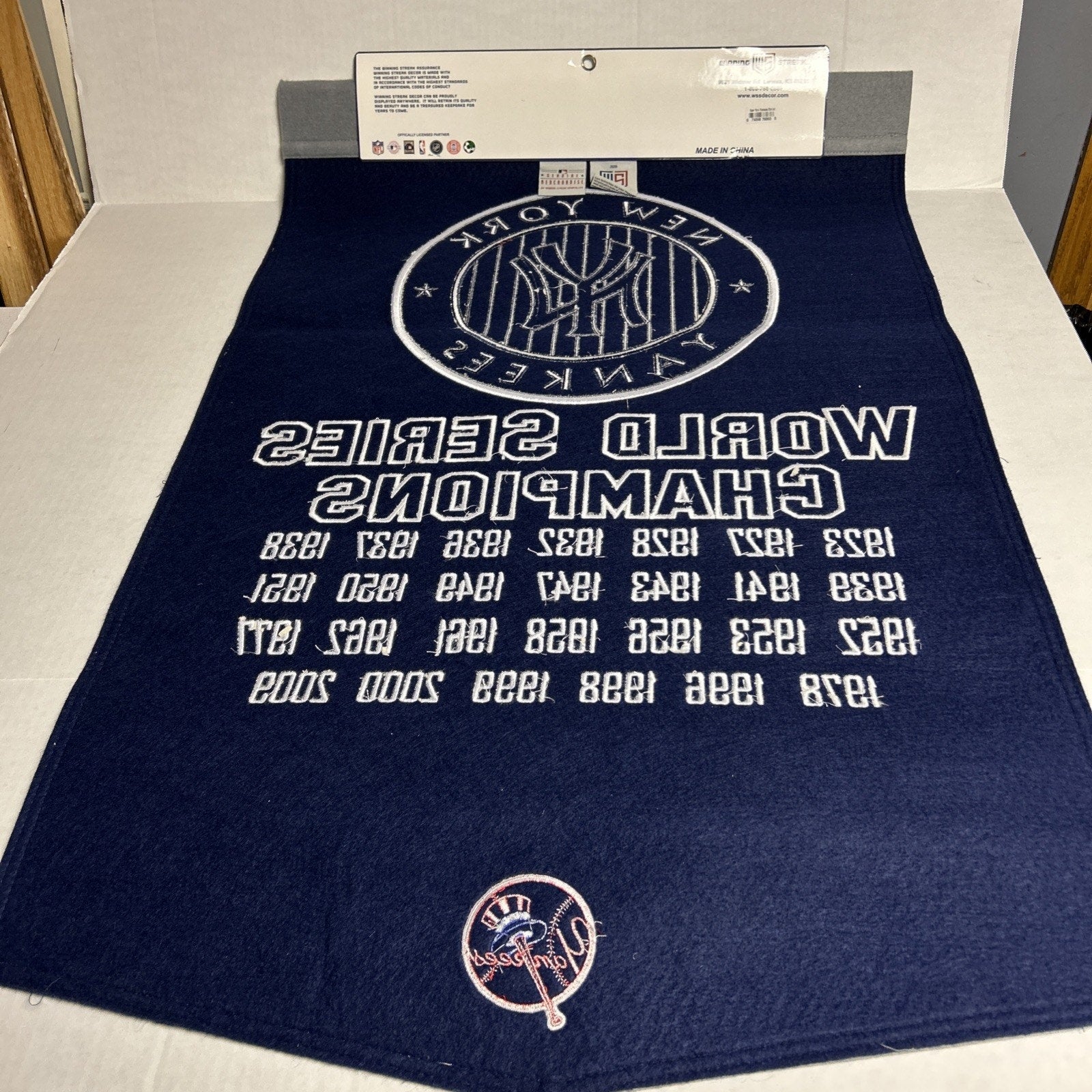 New York Yankees Wool Blend MLB Champions Banner, 24" x 36"