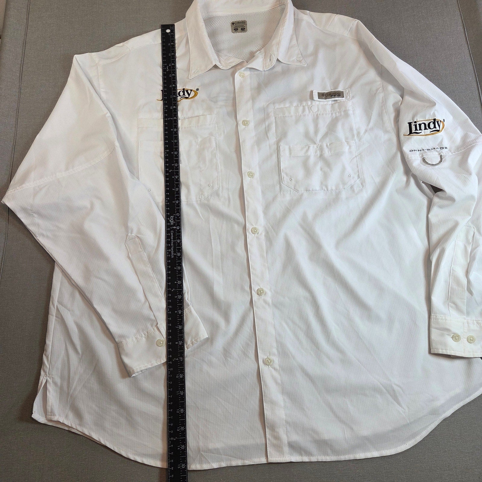 Columbia PFG Lindy Omni-Shade Fishing Shirt XXL White Long Sleeve Vented