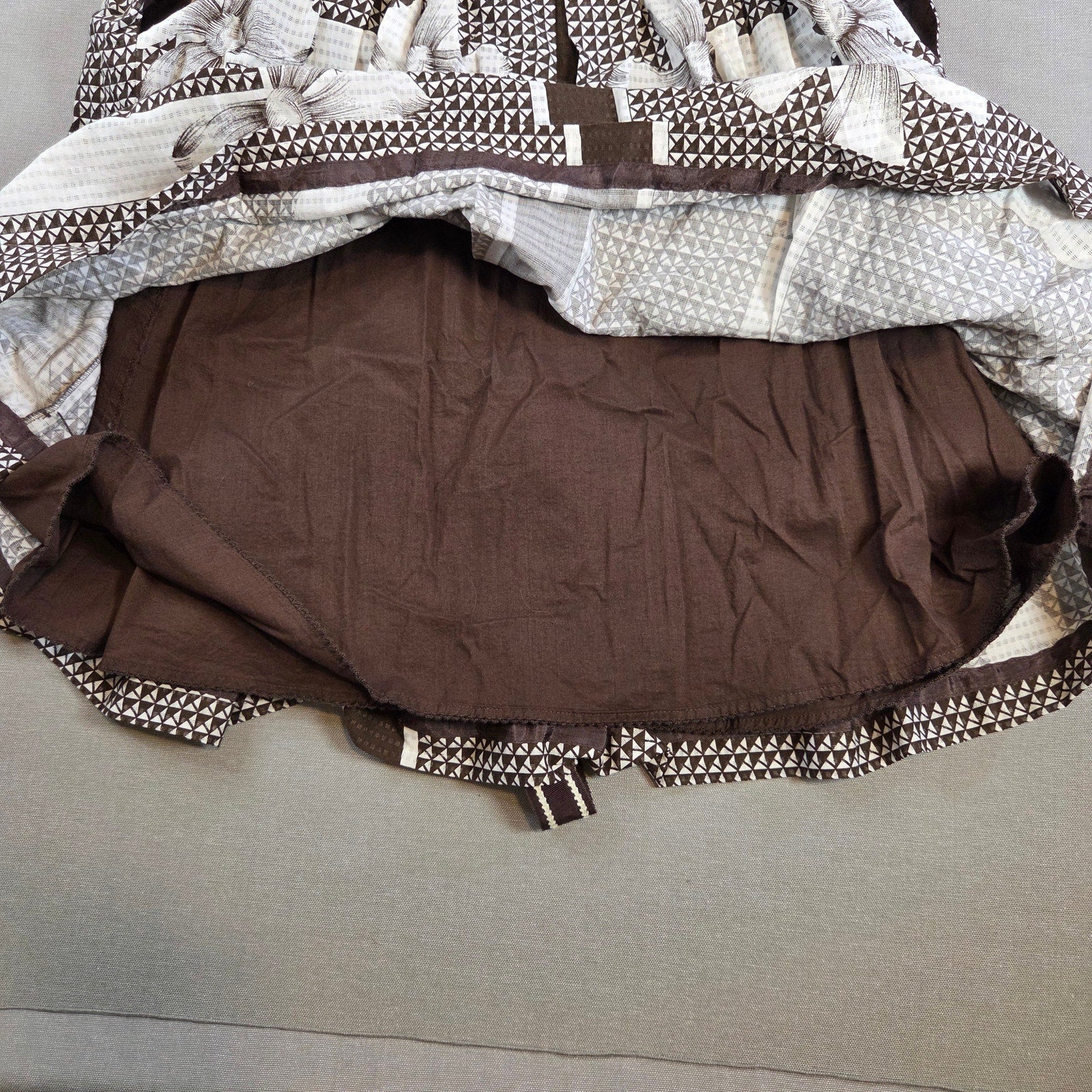 Anthropologie Edme & Esyllte Brown Geometric Cotton Dress Size 4 NWT