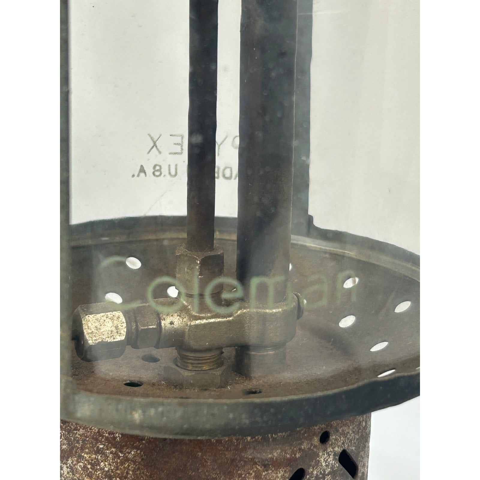 Coleman Double Mantle Lantern Green Top Pyrex Globe Made in USA Vintage