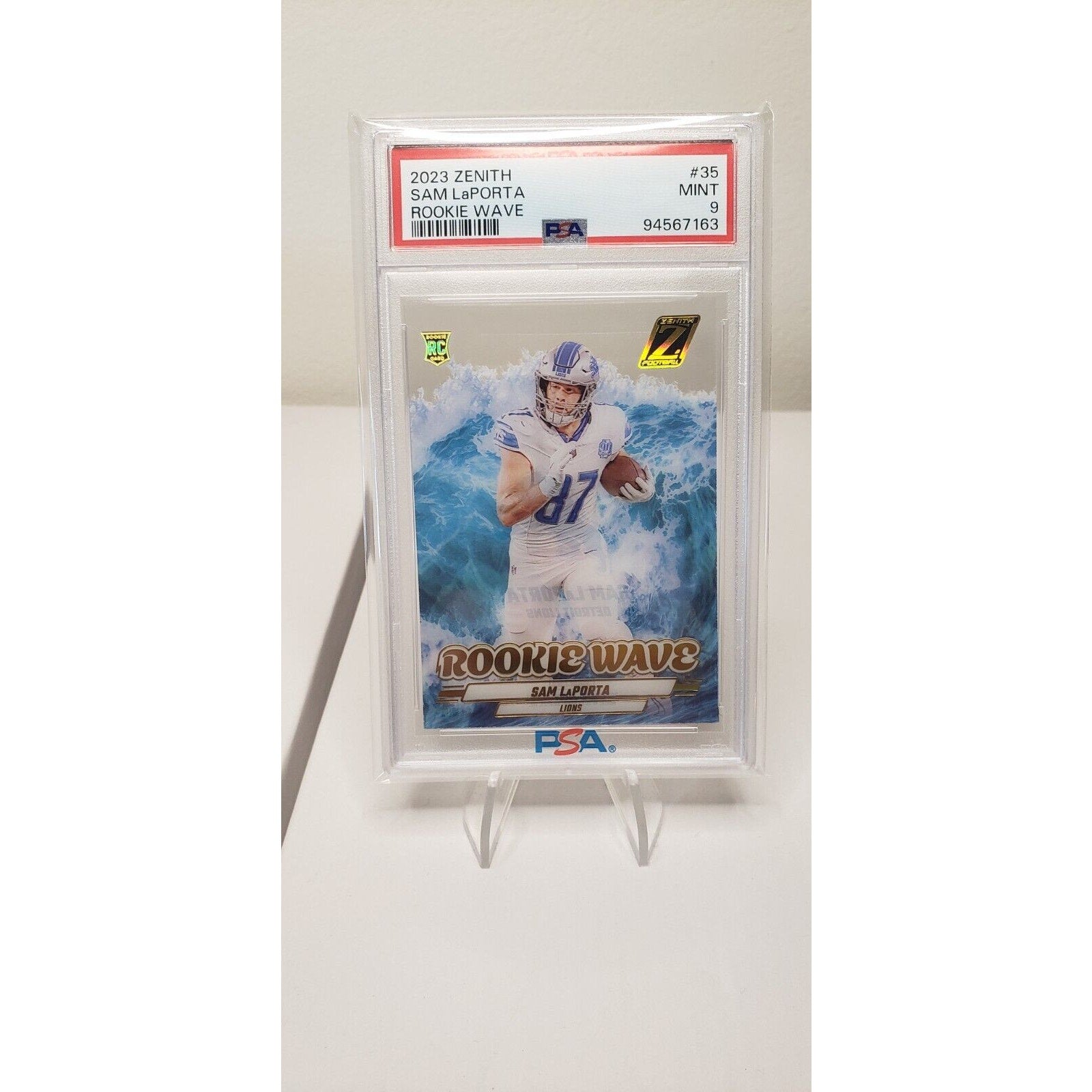 2023 Zenith Sam LaPorta Rookie Wave SP Case Hit #35 PSA 9