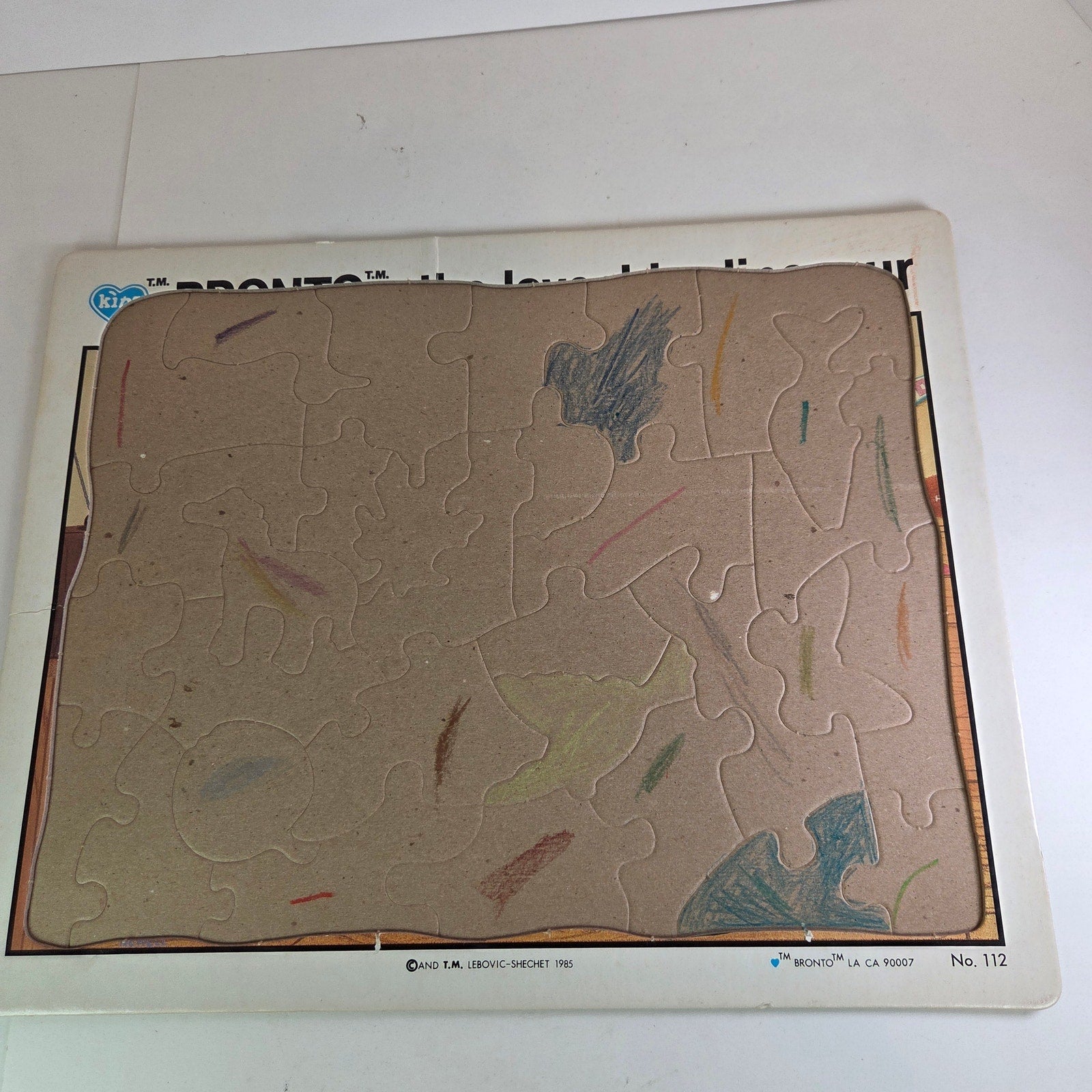 Vintage 1985 Bronto the Loveable Dinosaur Tray Puzzle No.112 Kids 15x12