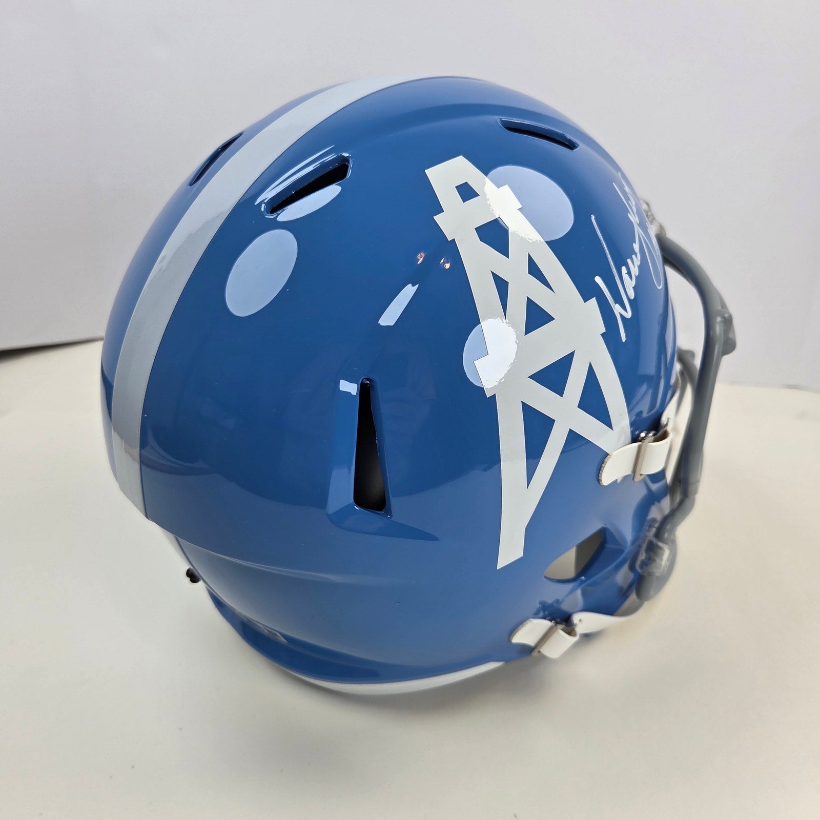 Warren Moon HOF 06 Signed Houston Oilers Riddell Speed Helmet BAS Witness FS