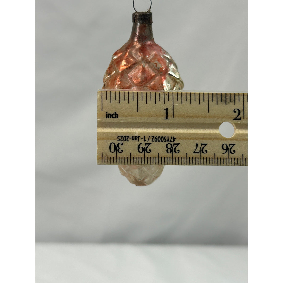 Vintage Pink Silver Mercury Glass Pinecone Christmas Ornament 3 Inch Antique