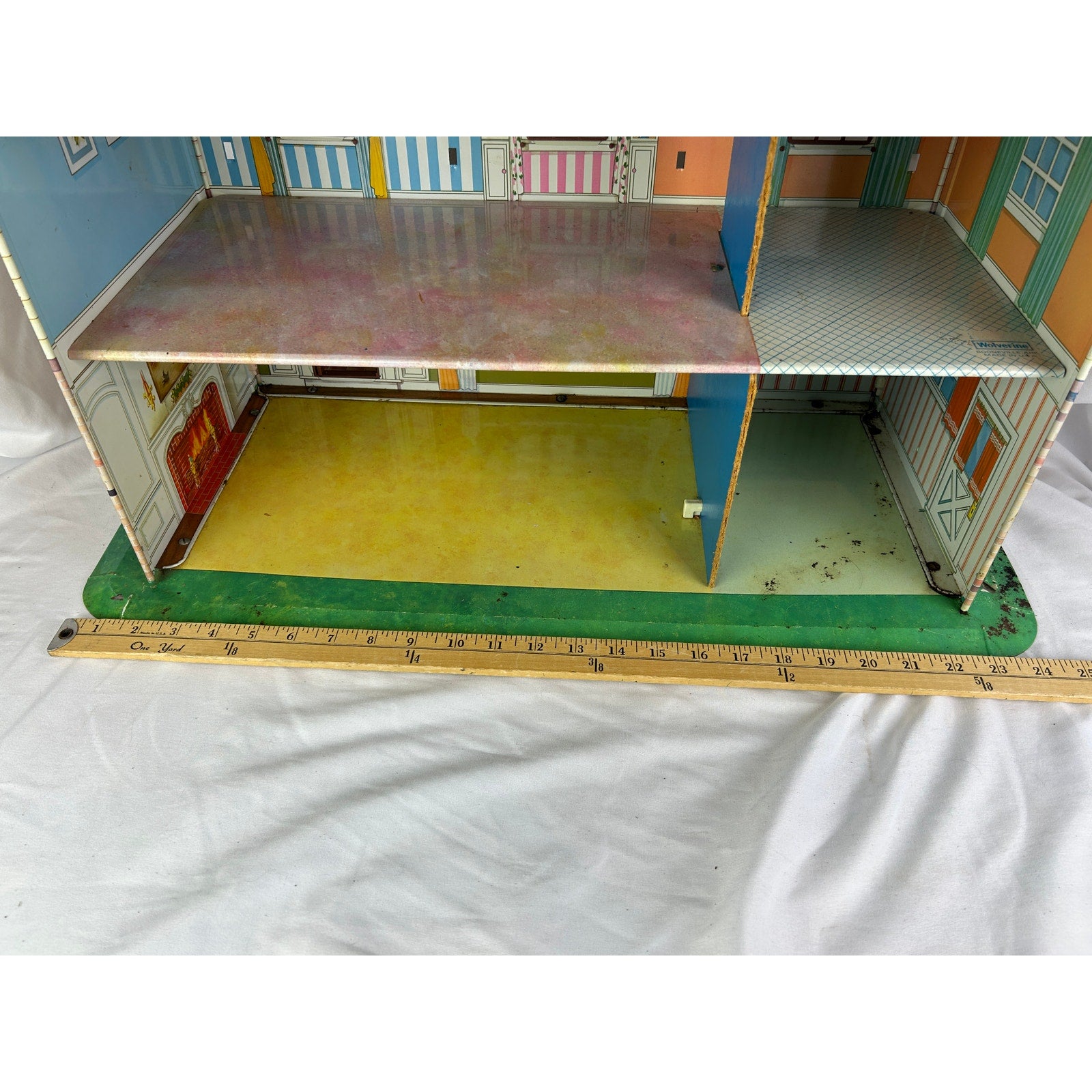 Vintage 1950s Marx Wolverine Tin Litho Dollhouse Two Story USA