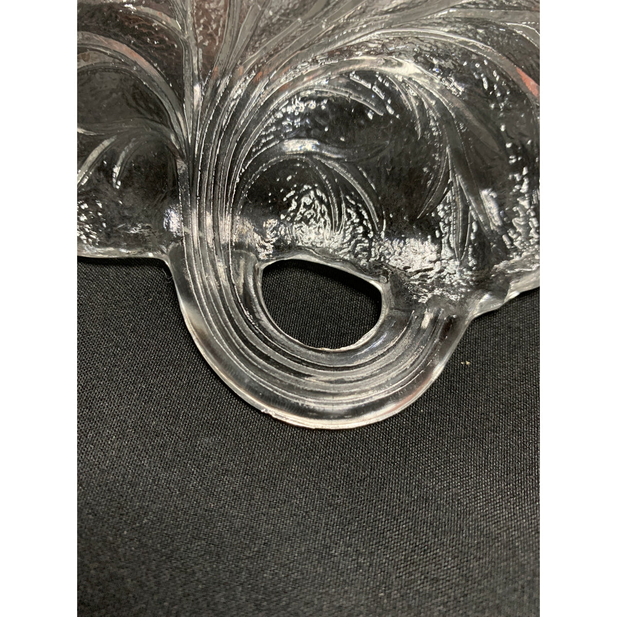 Vintage Indiana Glass Pebble Leaf Clear Pressed Glass Handled Serving Dish