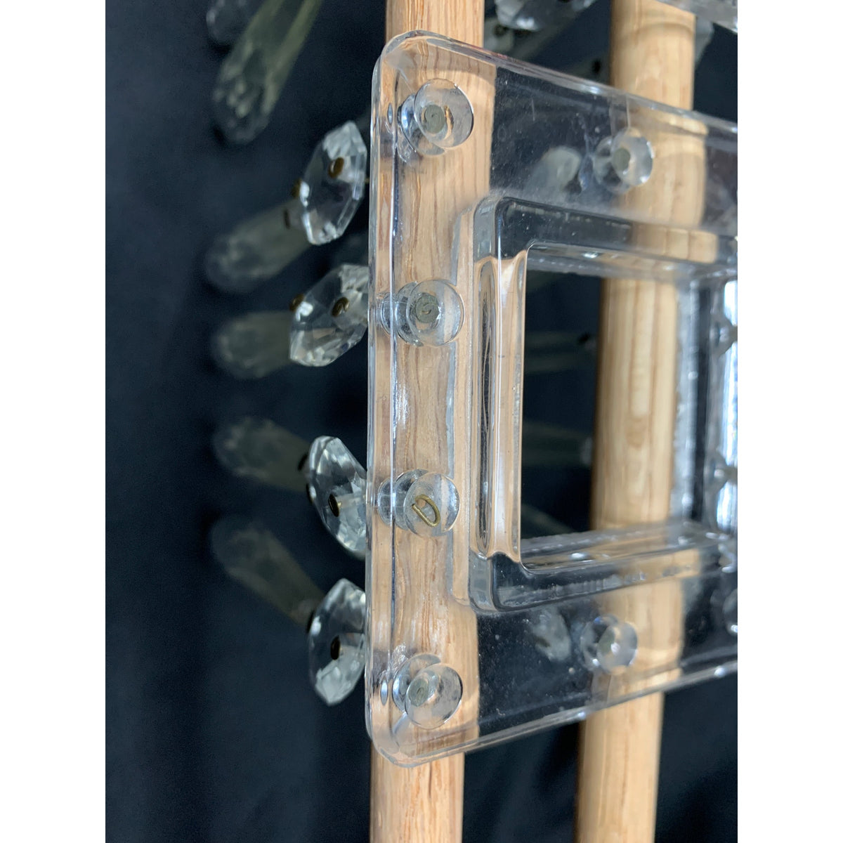 Vintage Lead Crystal Square Bobeches 16 Hanging Prisms Chandelier Pair