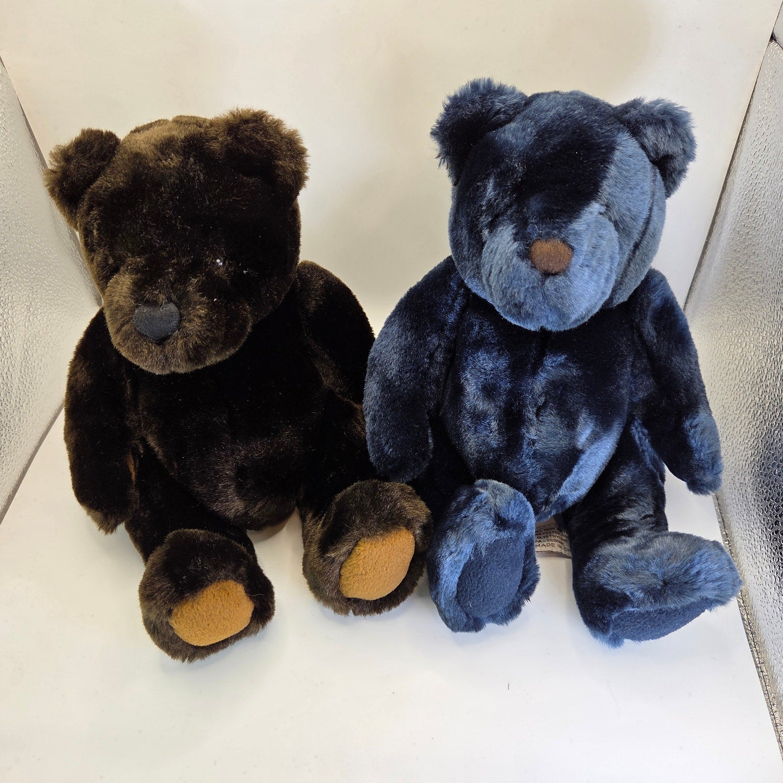 Velvete by Greek Plush Bears Lot of 2 Brown & Blue Stuffed Animals
