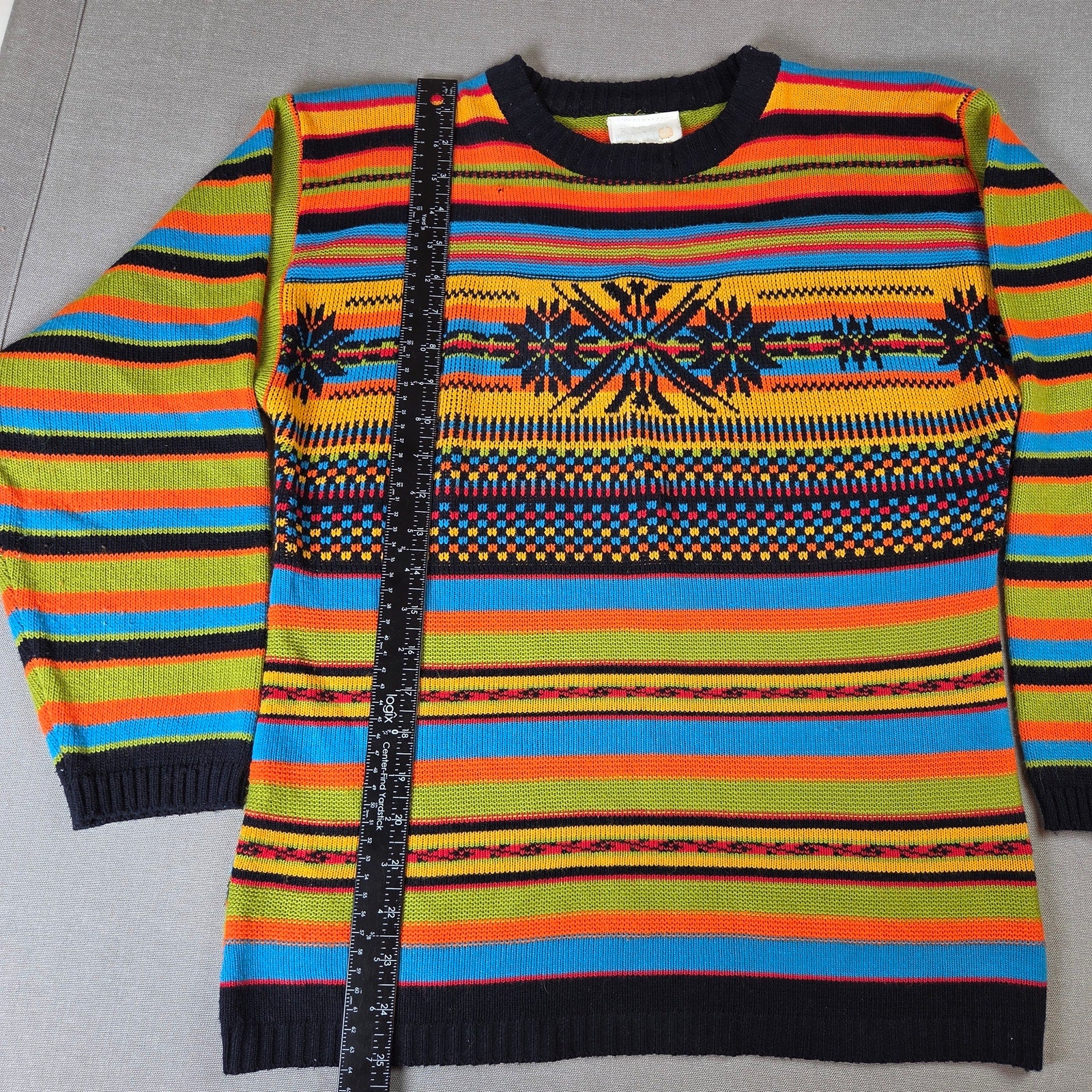 Clix! Vintage Southwestern Striped Knit Sweater Womens Large USA Pullover