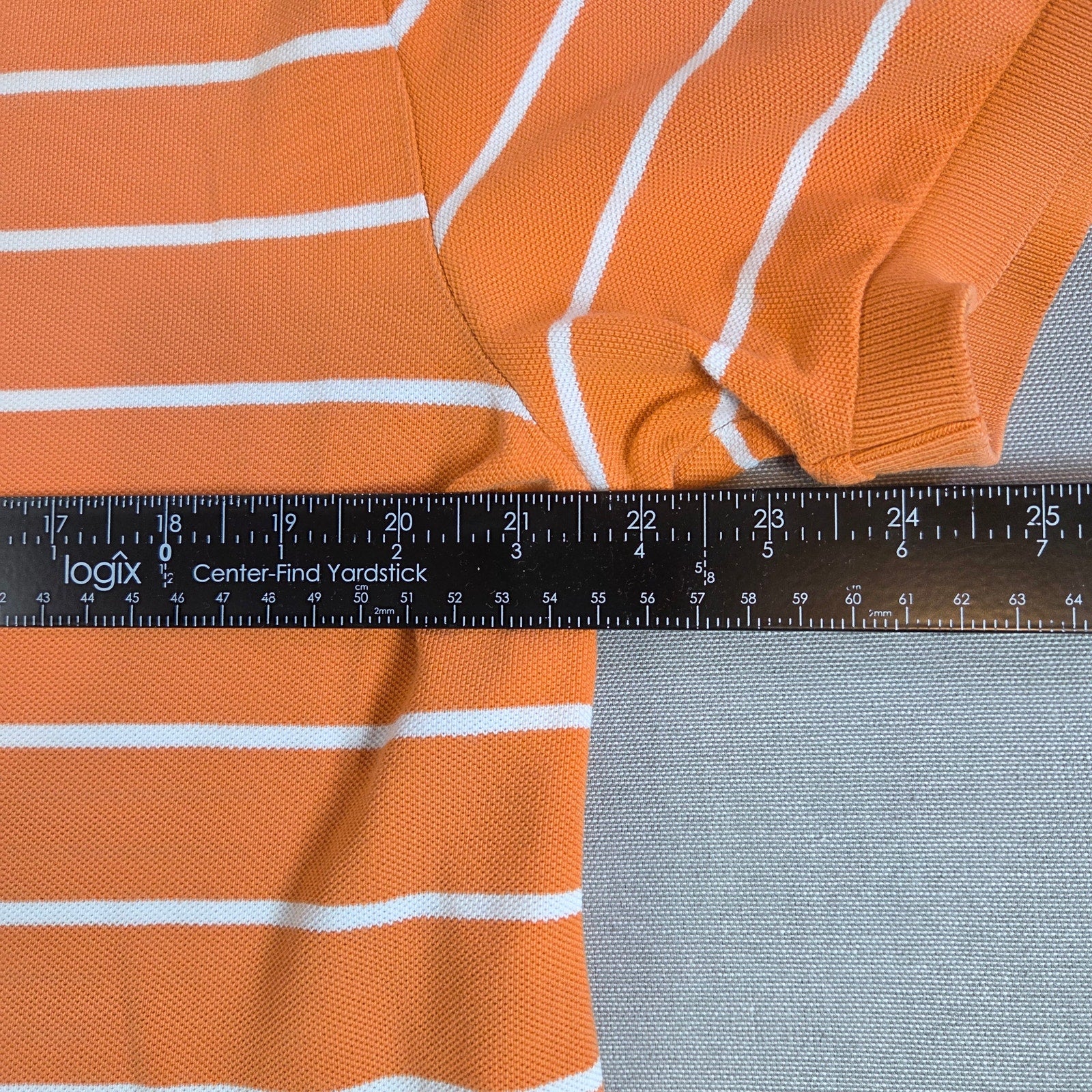 Polo Ralph Lauren Orange White Stripe Polo Shirt Men’s L Cotton Blue Pony