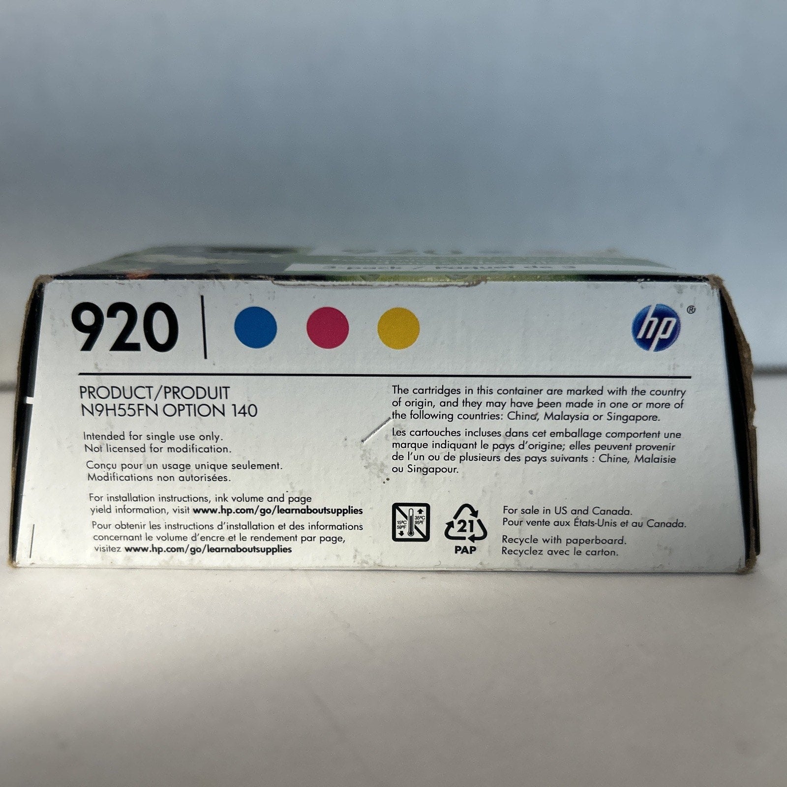 HP 920 Color Ink Cartridge 3 Pack Cyan Magenta Yellow NEW