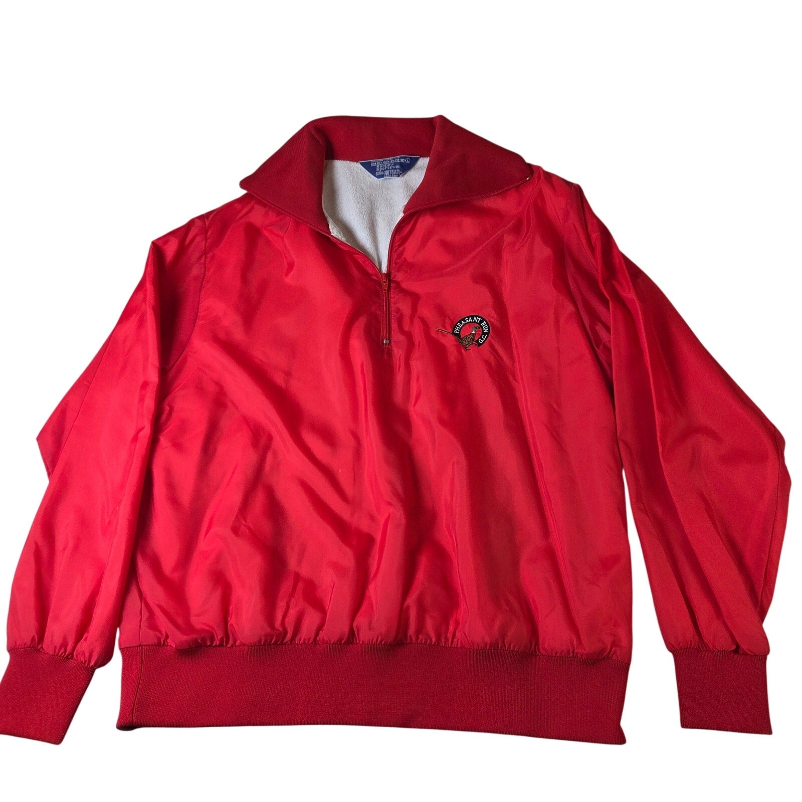 Pheasant Run G.C. 1/4 Zip Vintage Windbreaker Jacket Large Red Golf Club