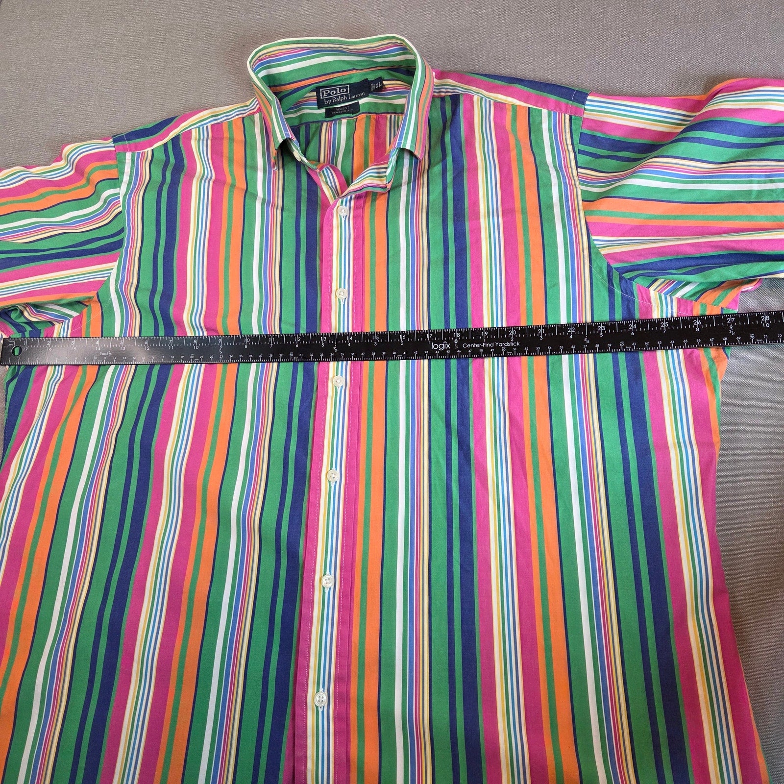 Polo Ralph Lauren XL Multicolor Stripe Button Up Cotton Regent Fit Shirt