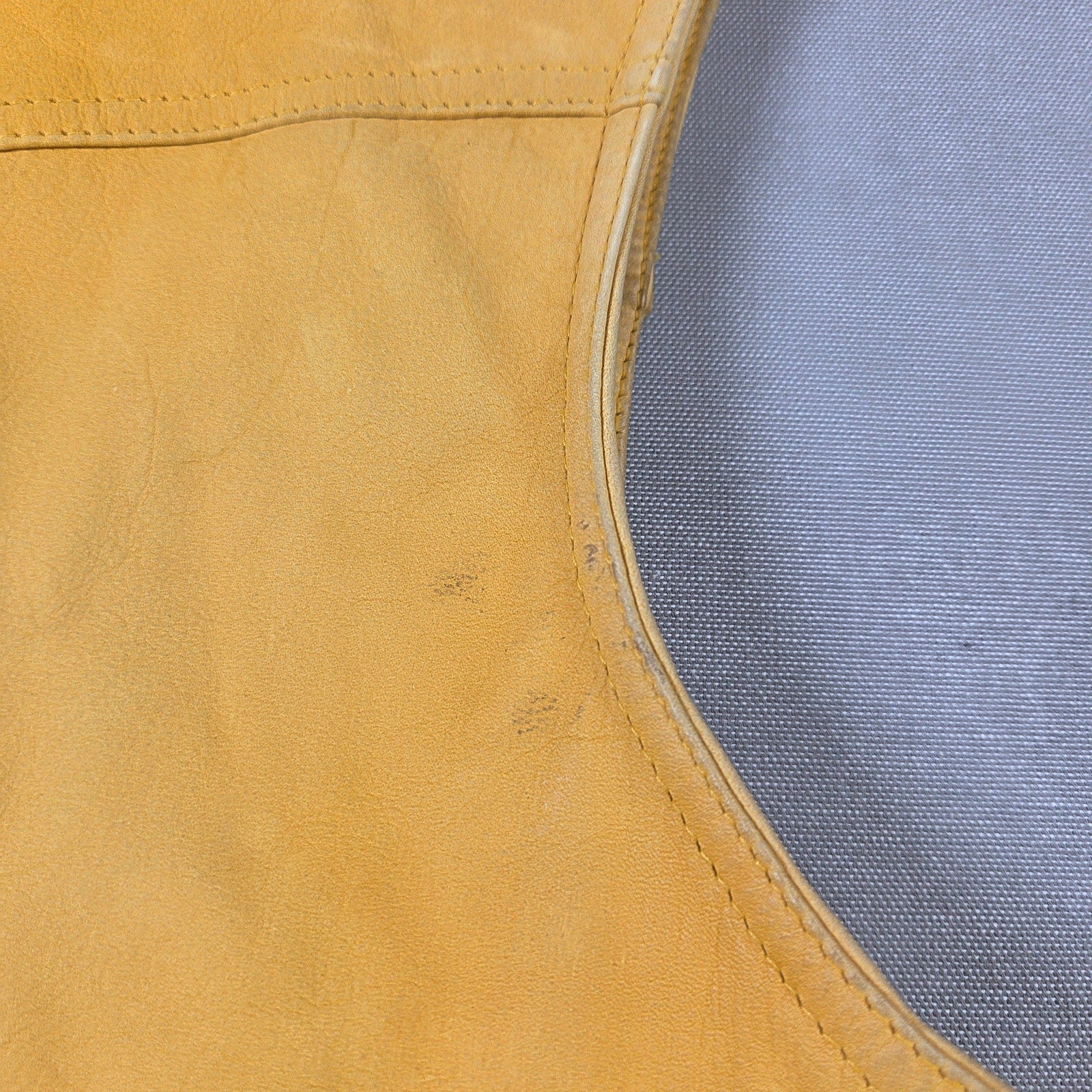 Georgetown Leather Vintage Hooded Vest Yellow 100% Leather USA Style 903