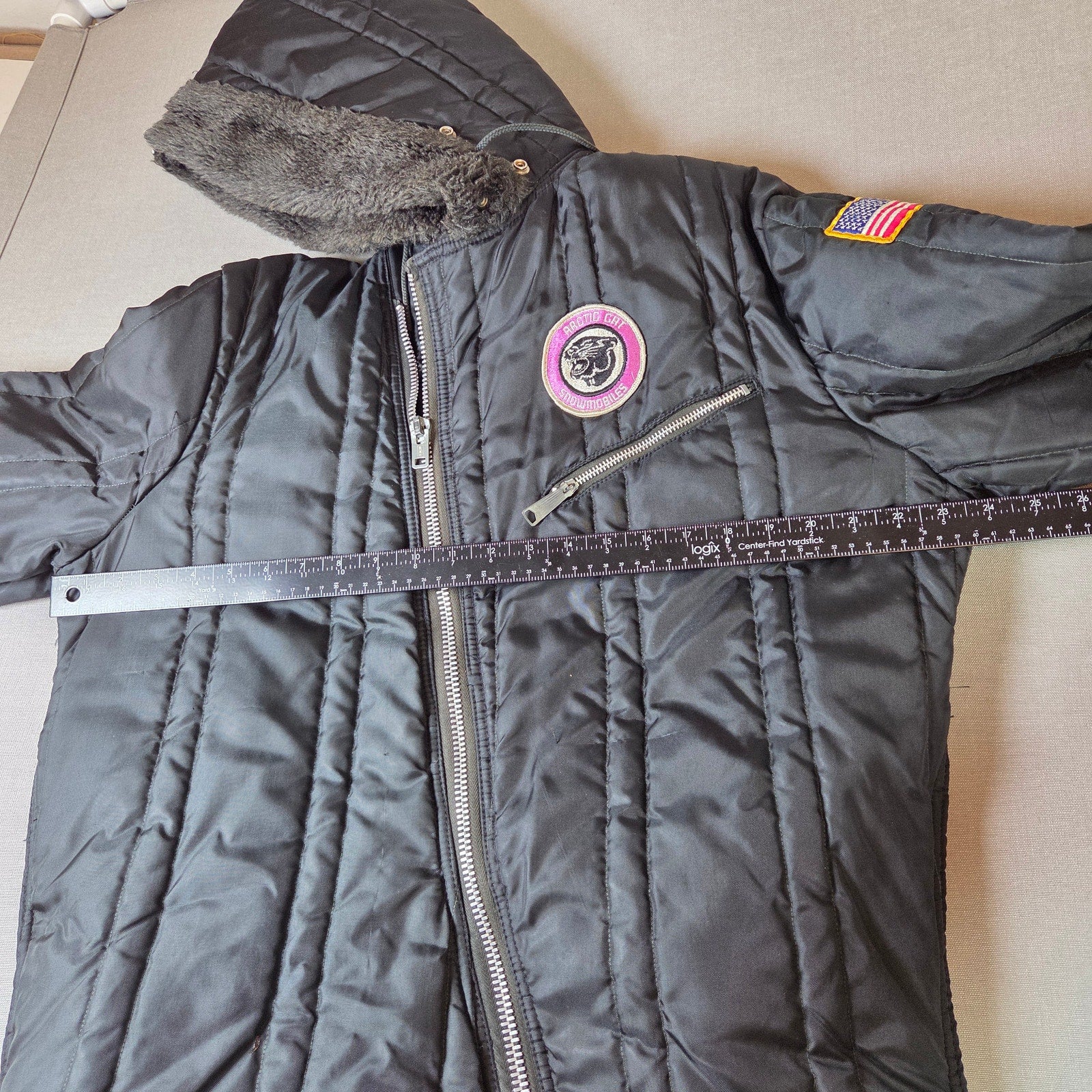 Arctic Wear Arctic Cat Snowmobile Suit USA Made Hooded Insulated Sz L Vintage