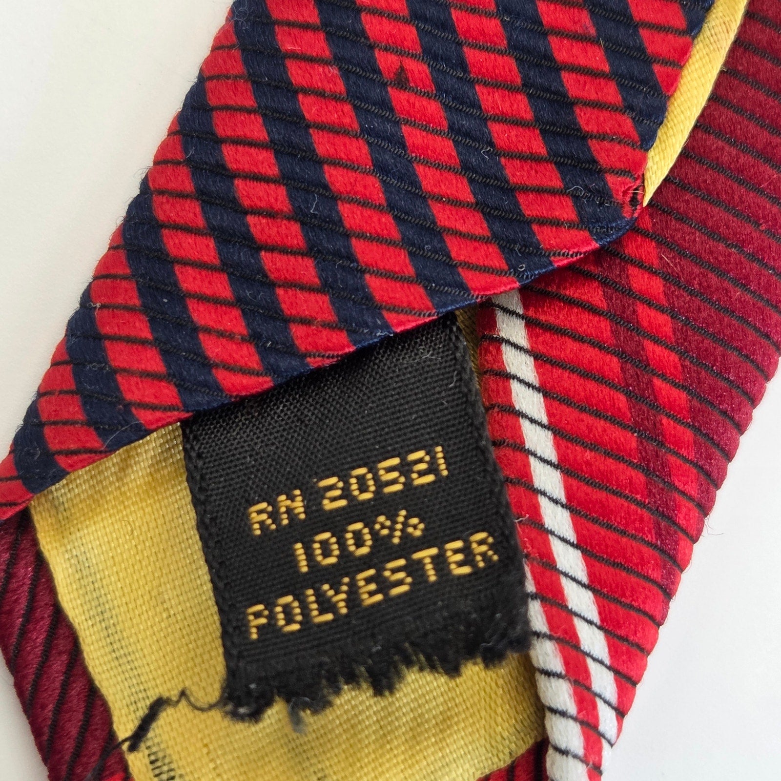 Vintage 1970s Red Striped Wide Polyester Tie 3.75” Classic Retro Neckwear