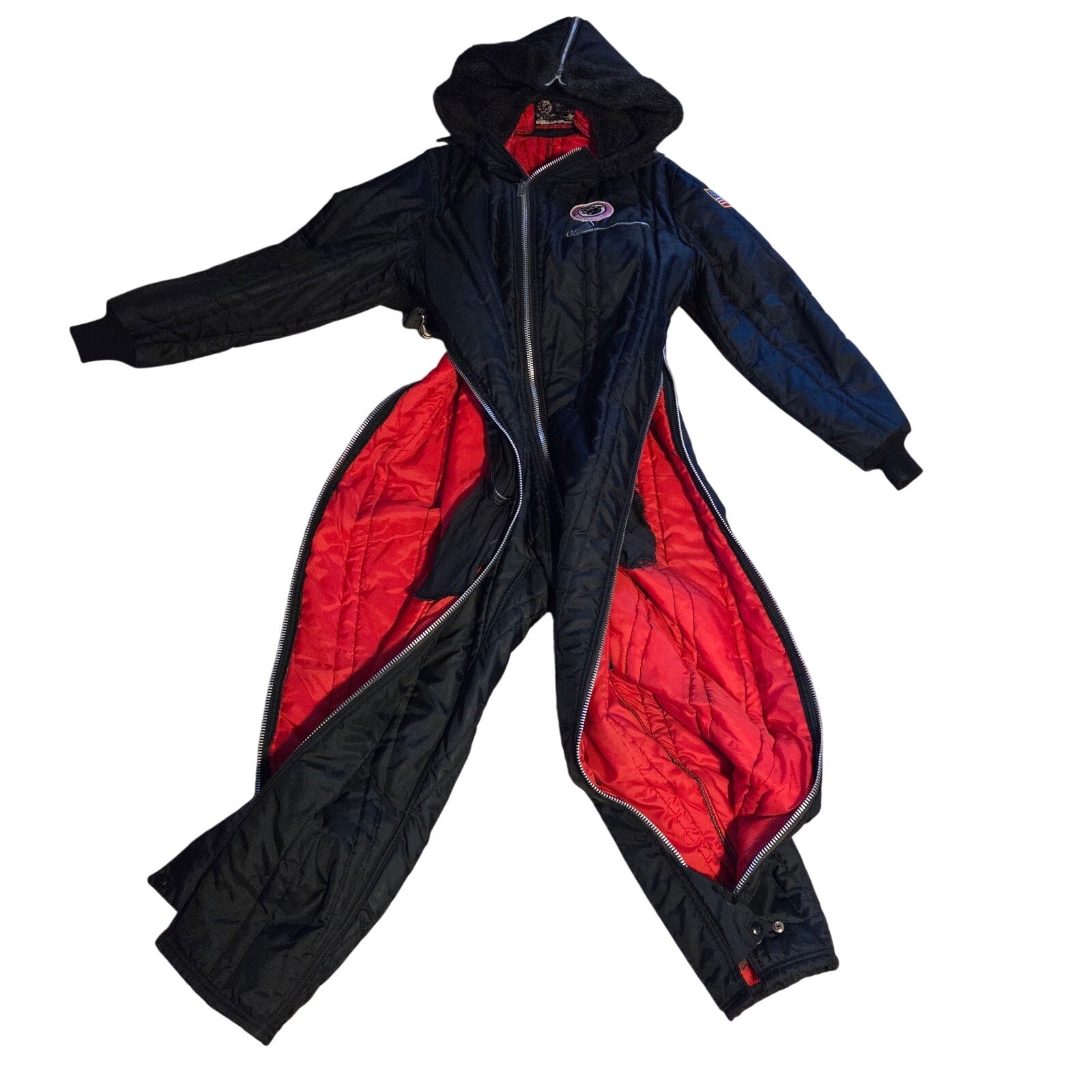 Arctic Wear Arctic Cat Snowmobile Suit USA Made Hooded Insulated Sz L Vintage