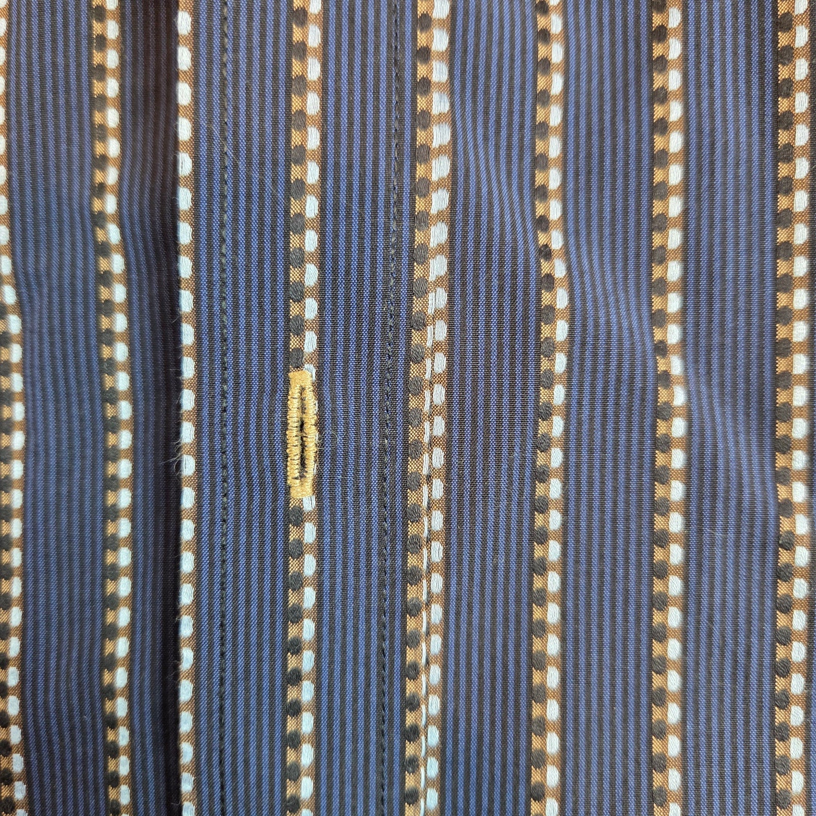 Bugatchi Uomo XL Stripe Button Down Shirt Blue Contrast Cuff Cotton Dress