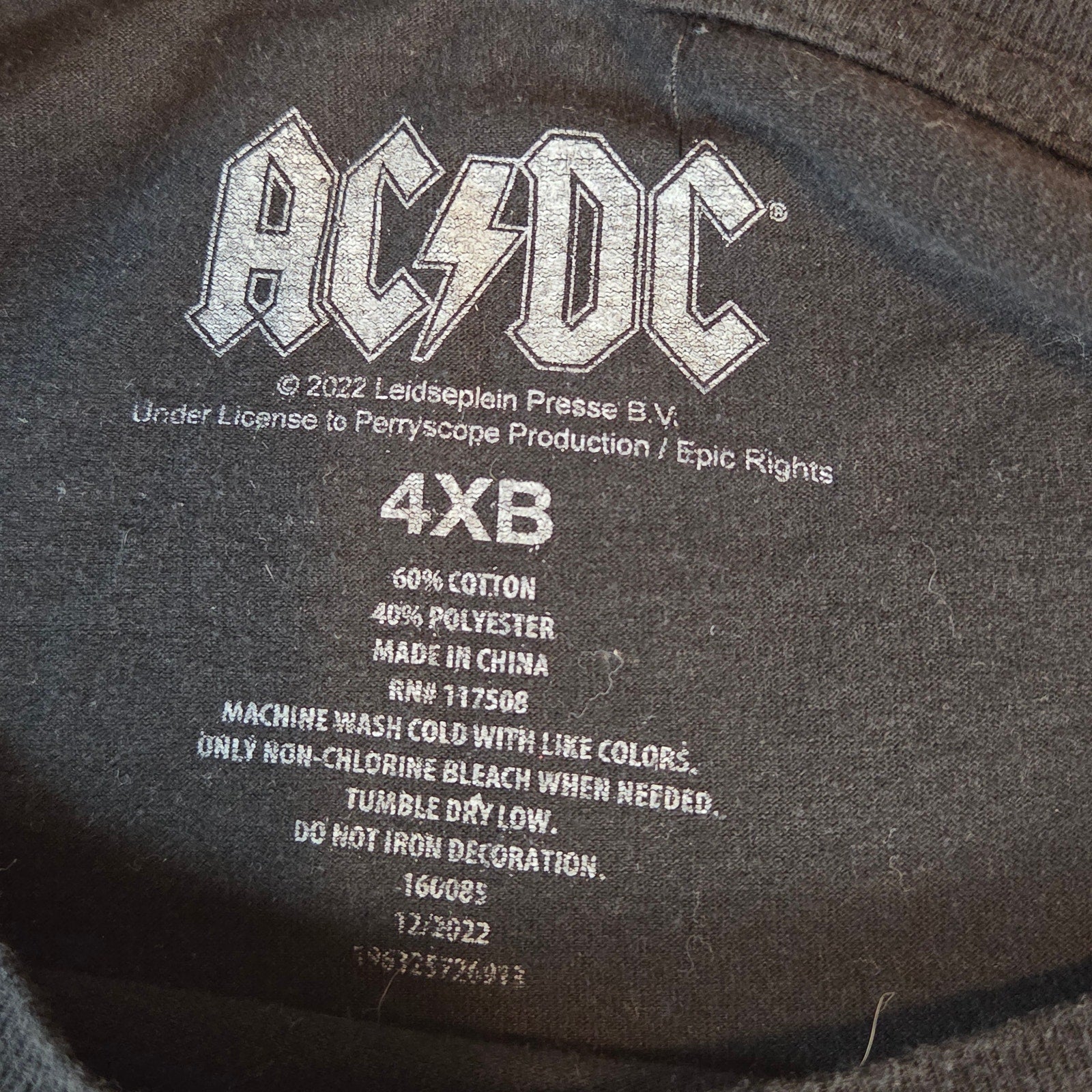 AC/DC Let There Be Rock Band Tee Black 4XB Graphic Shirt