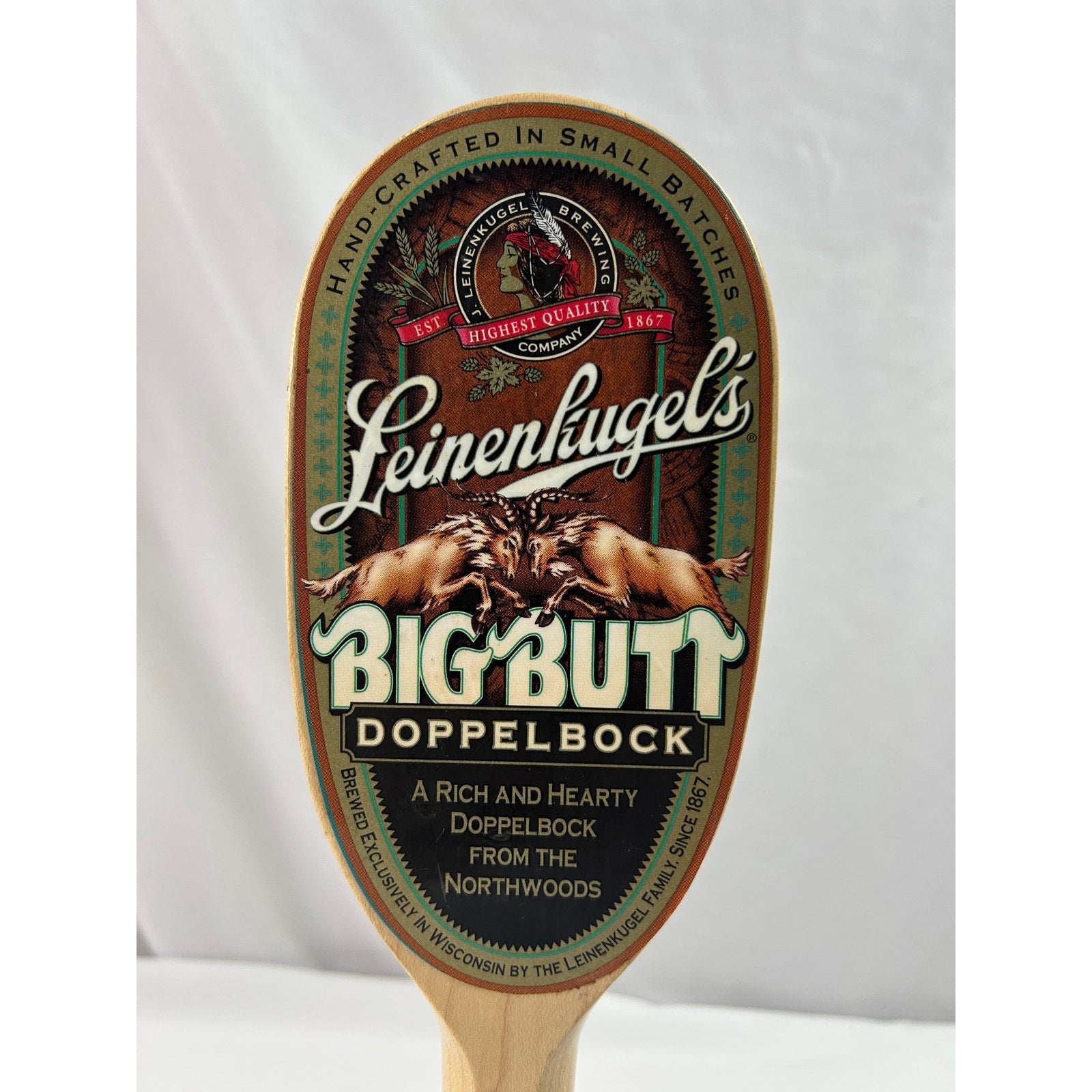 Leinenkugel's Big Butt Doppelbock Wood Beer Tap Handle Vintage 12 Inch