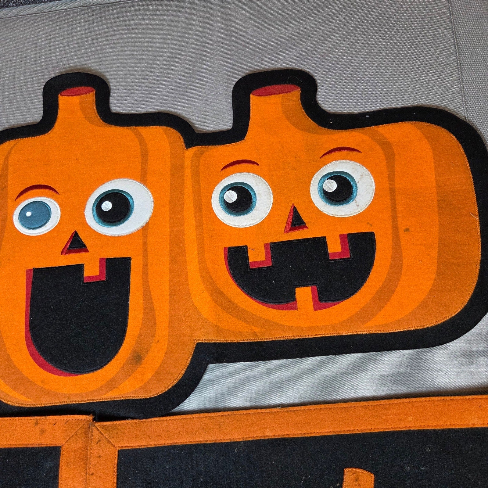 Vintage Halloween Pumpkin Table Runner & 3 Placemats Jack O Lantern Set