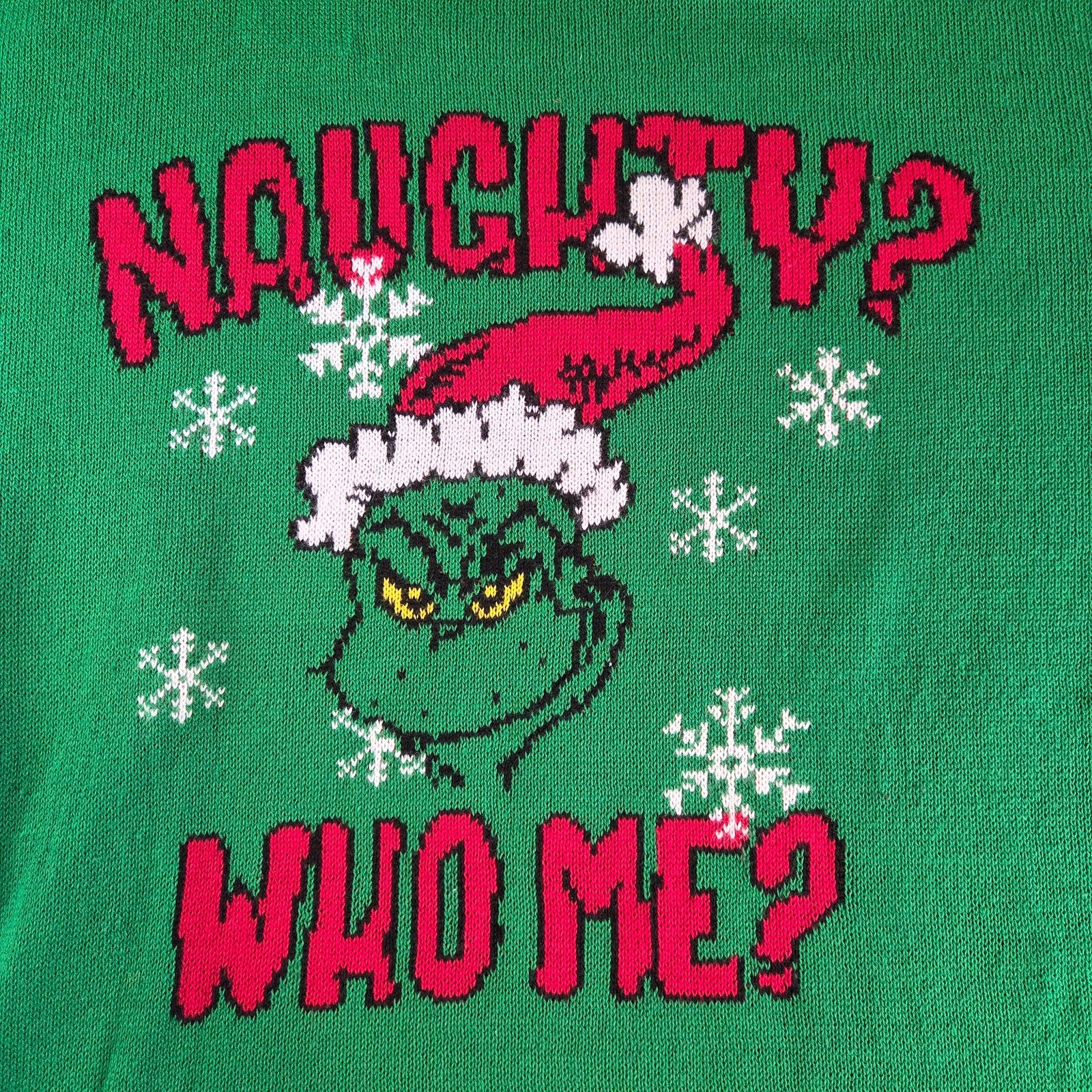 Ugly Christmas Sweater The Grinch Naughty Who Me Men’s XXL Green Red Holiday