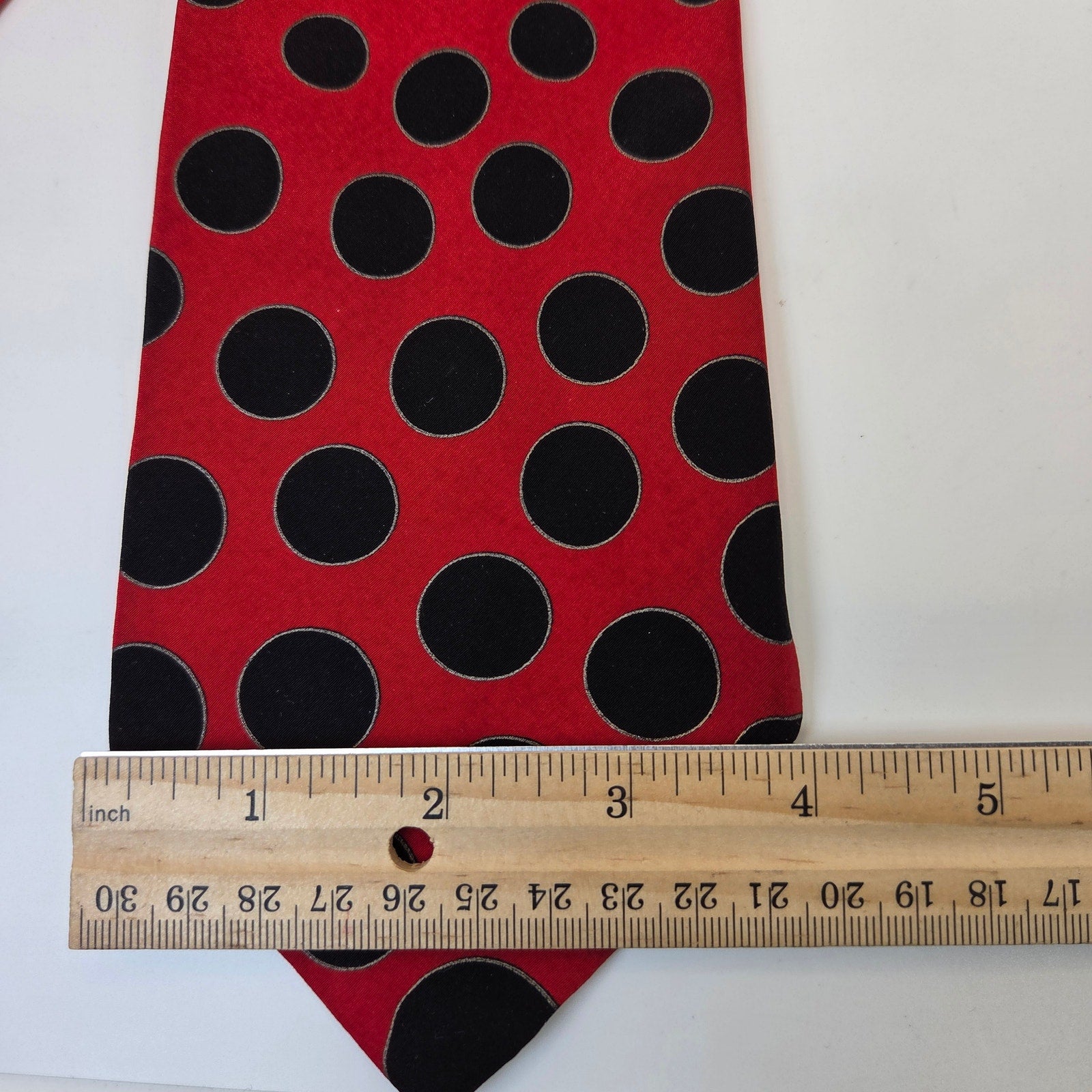 Fratelli Moda Silk Tie Red Black Polka Dot 4" Handmade Italy