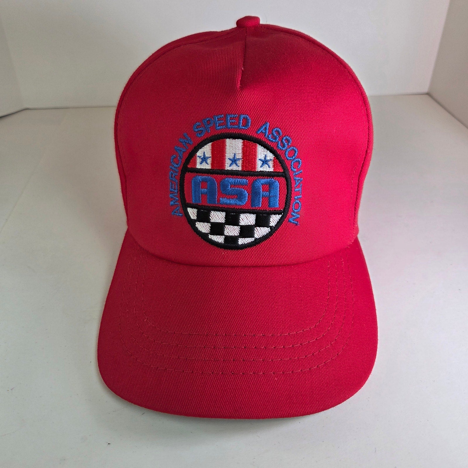 Vintage ASA (American Speed Association) Racing Snapback Hat Red Made in USA